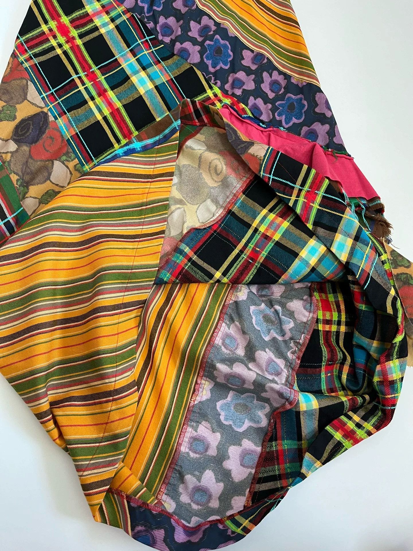 Rei Kawakubo Comme des Garçons Robe de Chambre Patchwork Skirt Size 33" - 3 Thumbnail
