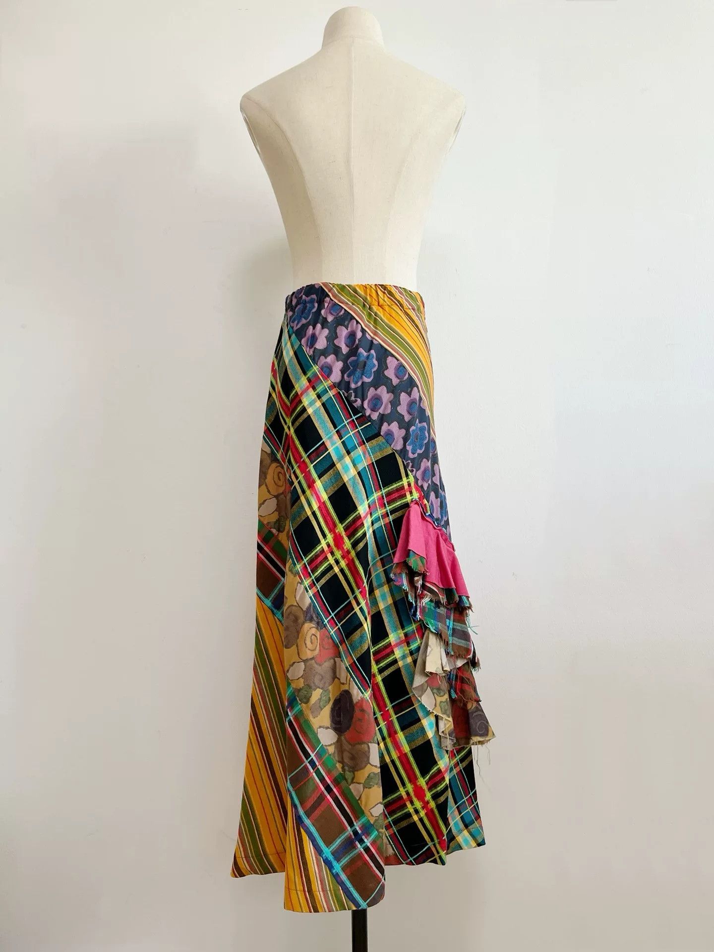 Rei Kawakubo Comme des Garçons Robe de Chambre Patchwork Skirt Size 33" - 7 Thumbnail