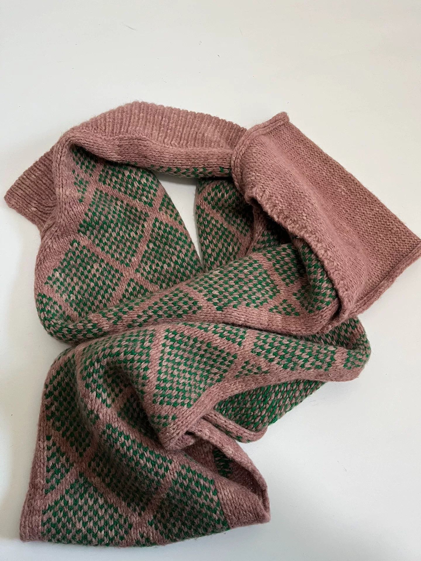 Dries Van Noten Dries Van Noten Pink Green Argyle Scarf Size ONE SIZE - 9 Thumbnail