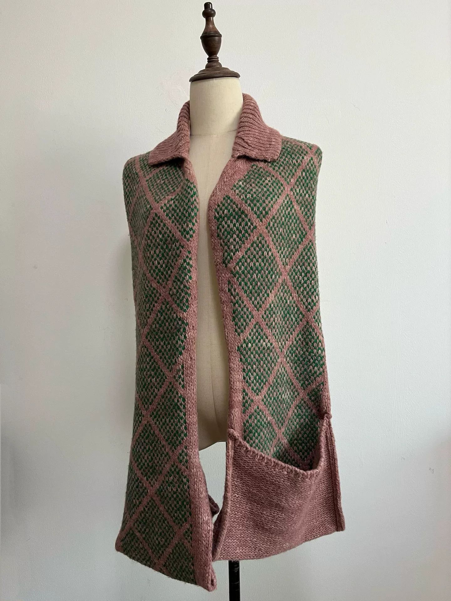 Dries Van Noten Dries Van Noten Pink Green Argyle Scarf Size ONE SIZE - 2 Thumbnail