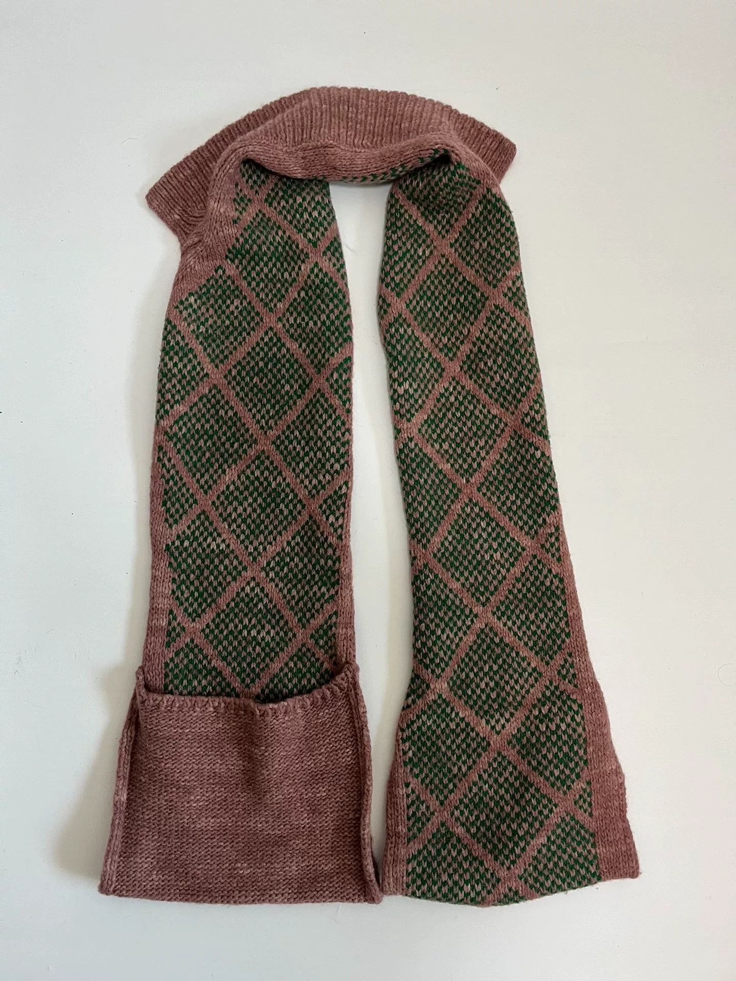 Dries Van Noten Dries Van Noten Pink Green Argyle Scarf Size ONE SIZE - 7 Thumbnail