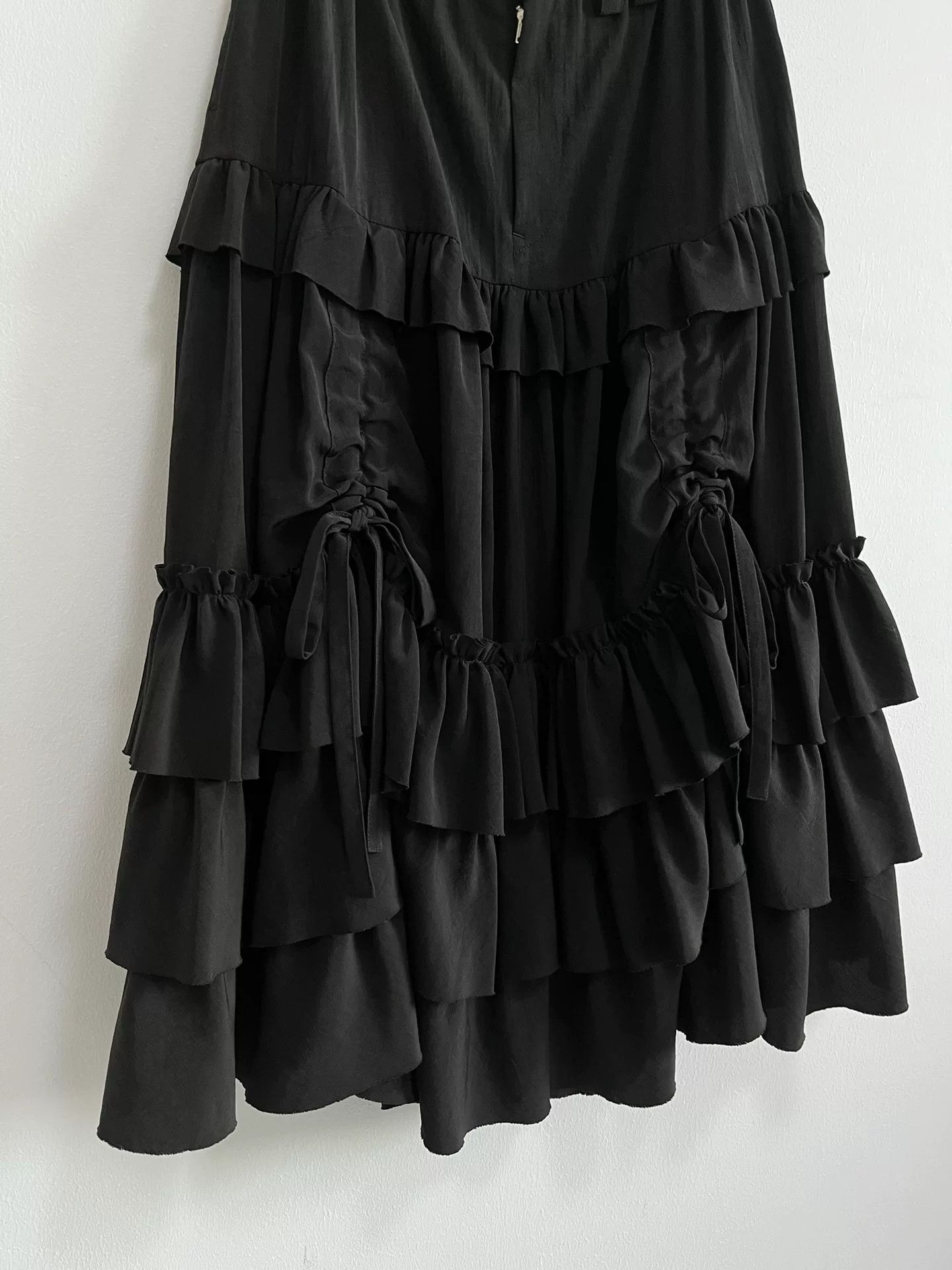 Y's Yohji Yamamoto Y's Black Drawstring Skirt Size 34" / US 12 / IT 48 - 2 Thumbnail