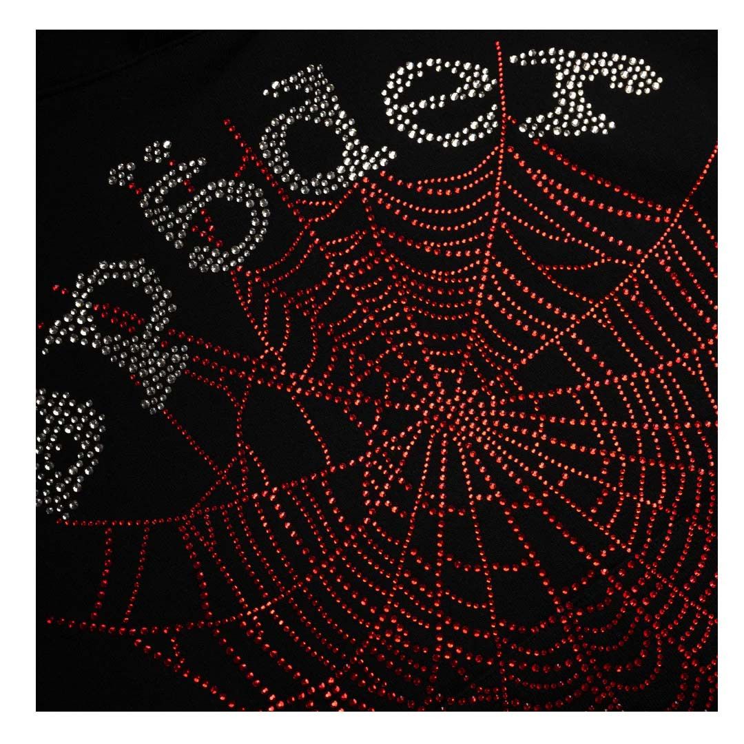 Sp5der Rhinestone OG Web V2 Hoodie Black Red Size US S / EU 44-46 / 1 - 3 Thumbnail