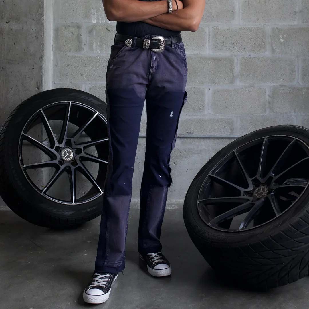 TRIPLE SEVENS Flare Jeans Navy Size US 30 / EU 46 - 2 Thumbnail