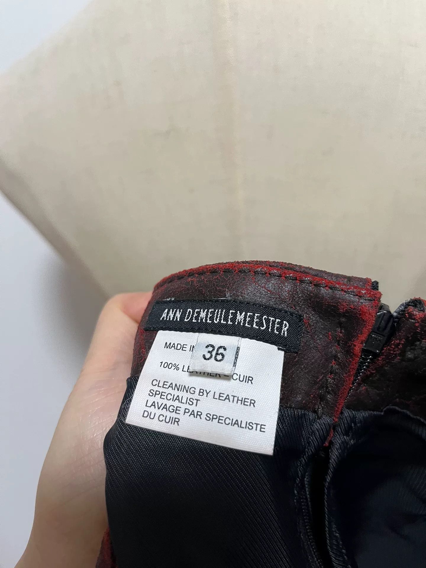 Ann Demeulemeester Ann Demeulemeester Red Cracked Leather Mini Skirt Size 37" - 6 Thumbnail