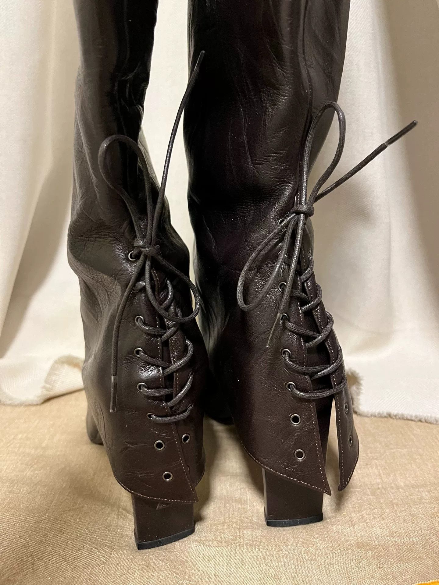 Alfredo Bannister alfredoBANNISTER Knee-High Leather Heel Boots Size US 8 / IT 38 - 5 Thumbnail