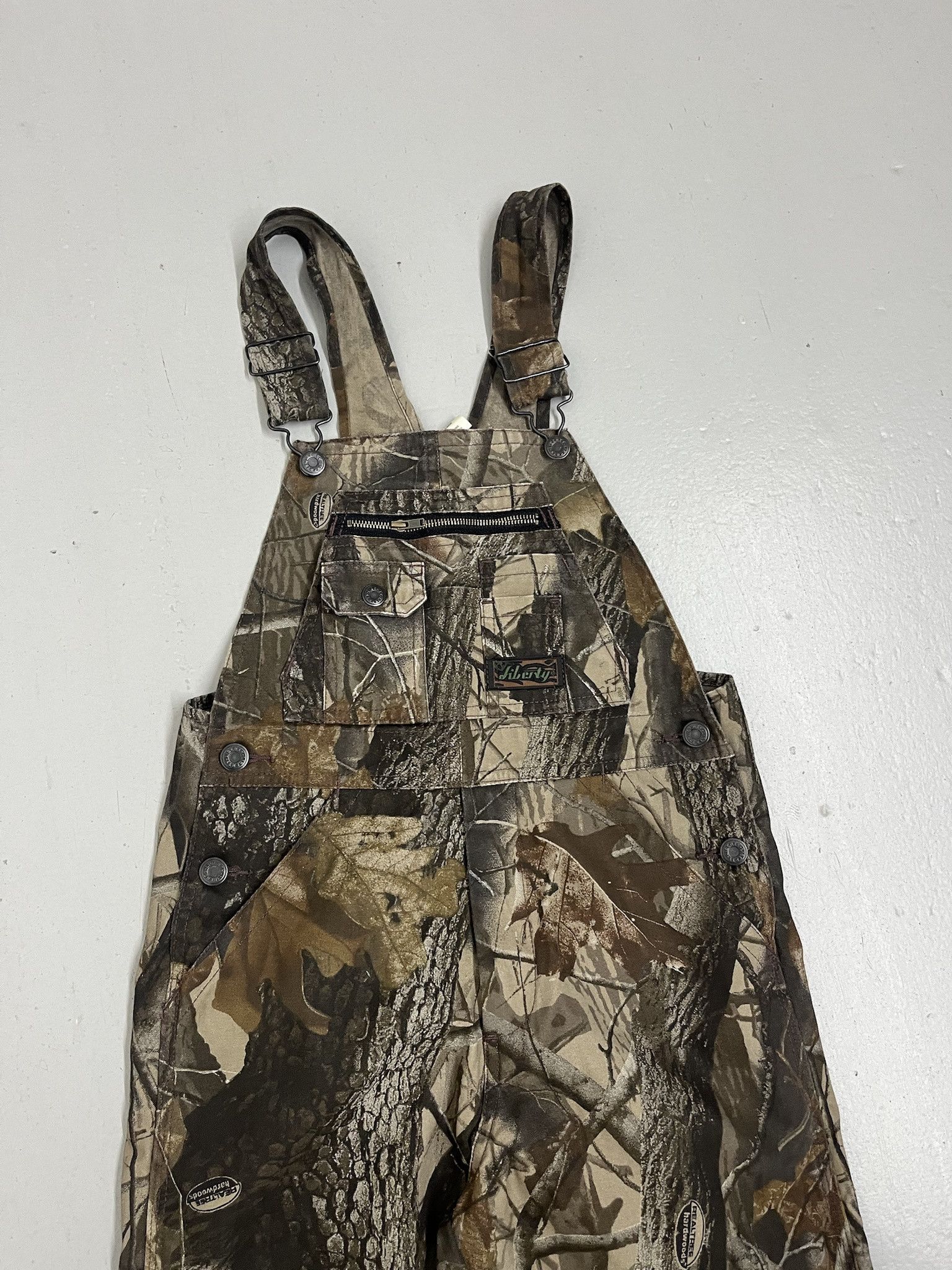 Carhartt × Vintage Vintage 90s Liberty Realtree Hardwood Camo Overalls Size 29 (tragged Kids 10) Size US 29 - 2 Thumbnail