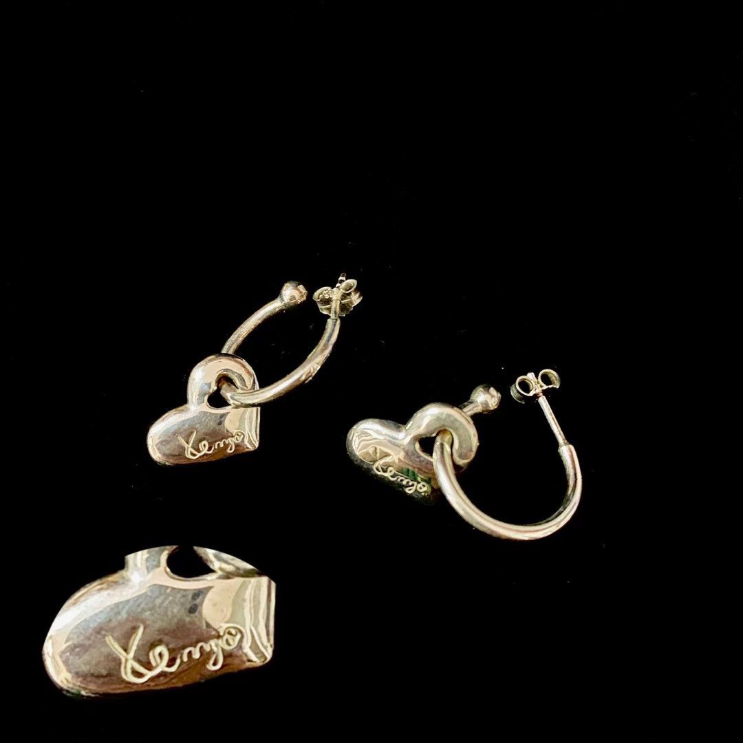 Kenzo Kenzo 925 Silver Signature Heart Earring Size ONE SIZE - 2 Thumbnail