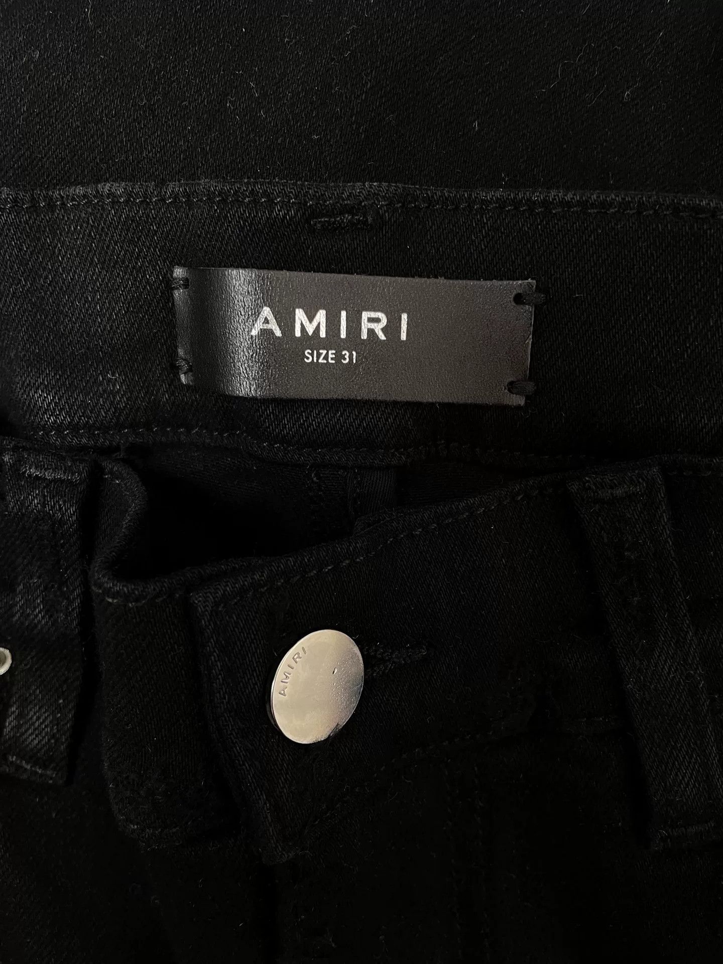 Amiri Amiri Black Distressed Leather Patch Straight-Leg Pants Size US 31 - 3 Thumbnail