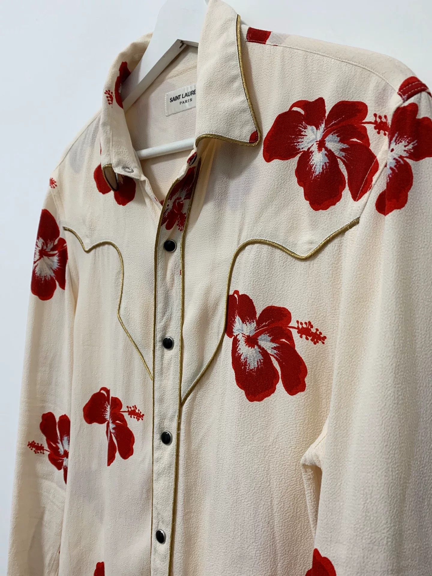 Hedi Slimane Saint Laurent 16FW Hibiscus Shirt Size US S / EU 44-46 / 1 - 2 Thumbnail
