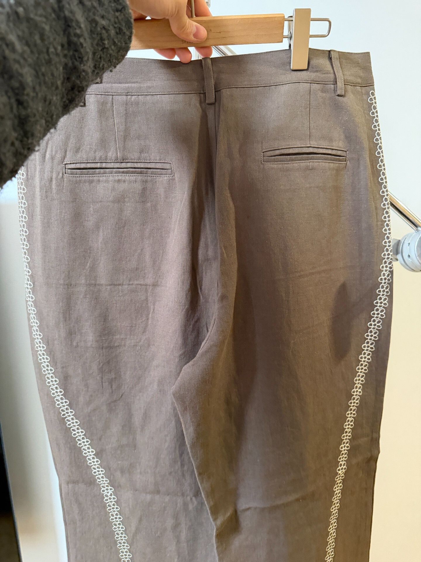 Purdey Embroidered Floral Linen Straight Men's Pants Size US 36 / EU 52 - 6 Thumbnail