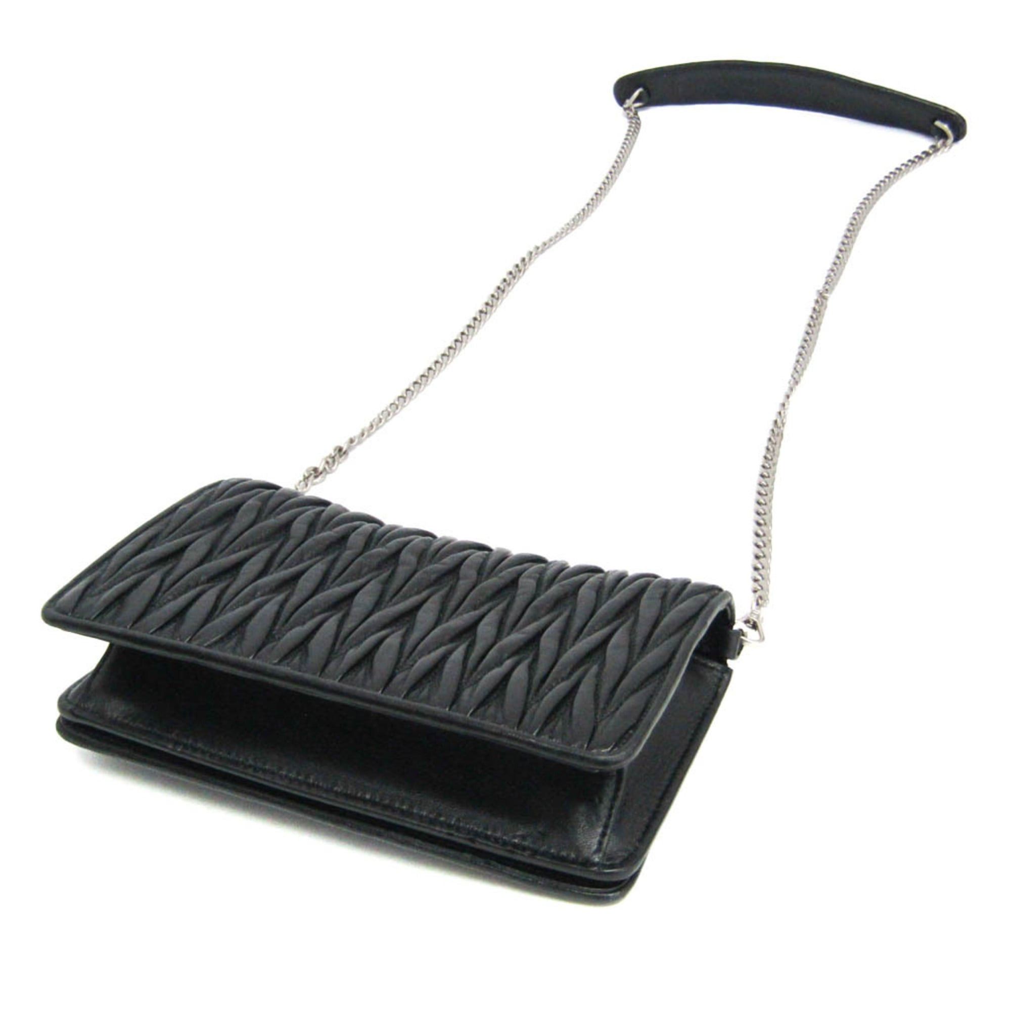 Miu Miu Miu Miu Matelasse Chain Shoulder Bag Women's Leather Clutch Bag,Shoulder Bag Black Size ONE SIZE - 3 Thumbnail