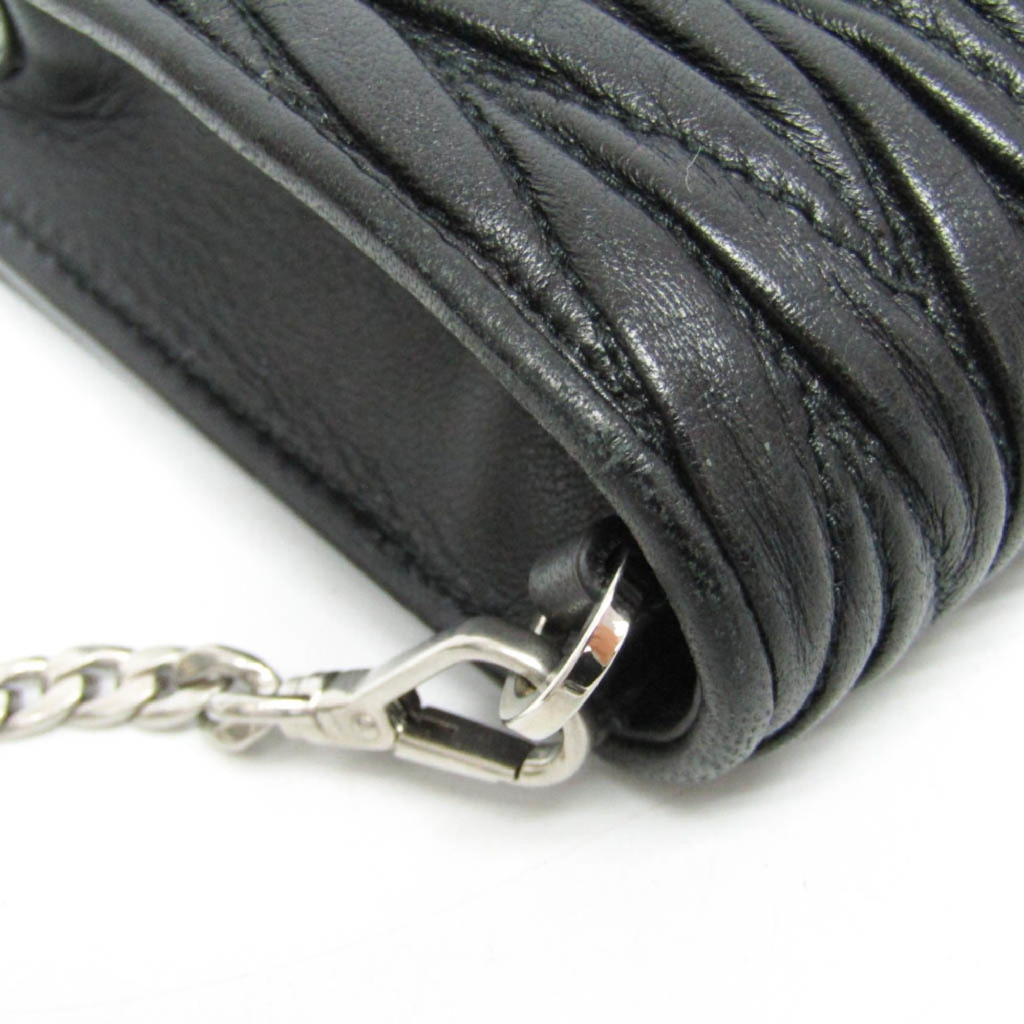 Miu Miu Miu Miu Matelasse Chain Shoulder Bag Women's Leather Clutch Bag,Shoulder Bag Black Size ONE SIZE - 10 Thumbnail