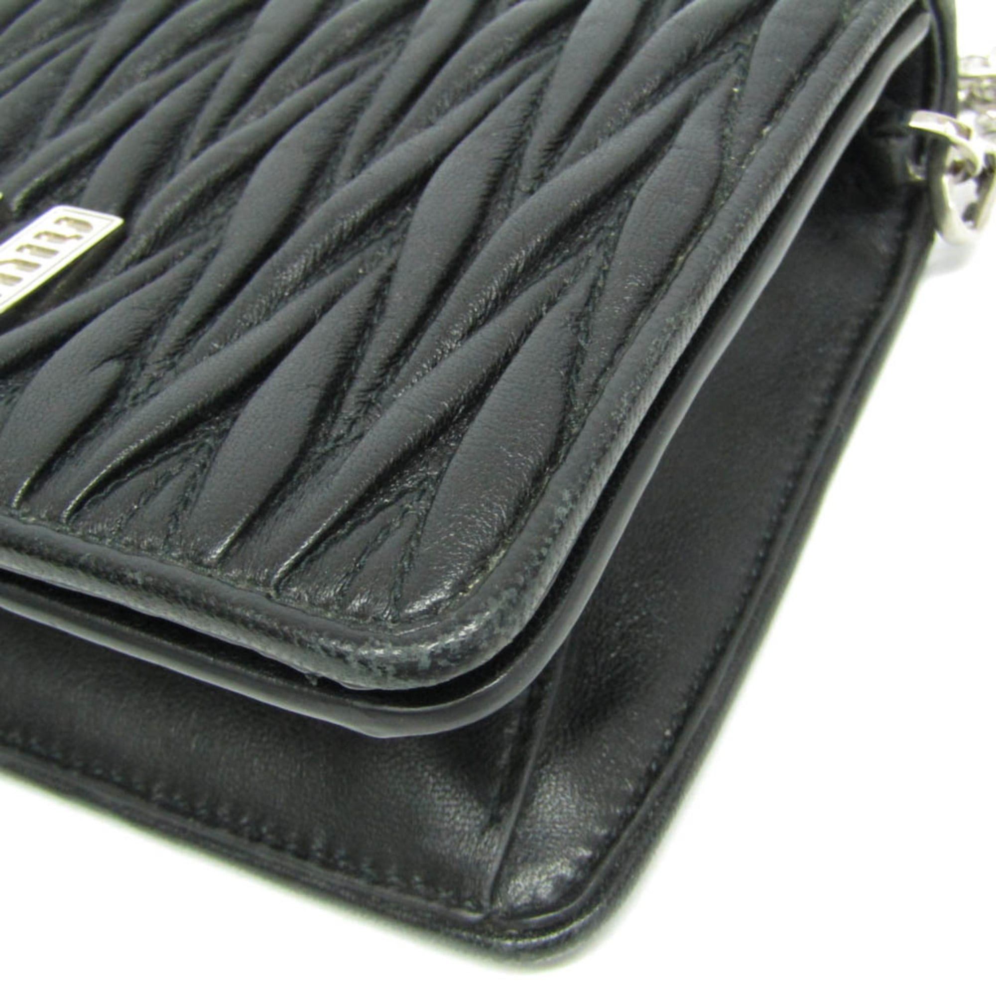 Miu Miu Miu Miu Matelasse Chain Shoulder Bag Women's Leather Clutch Bag,Shoulder Bag Black Size ONE SIZE - 6 Thumbnail