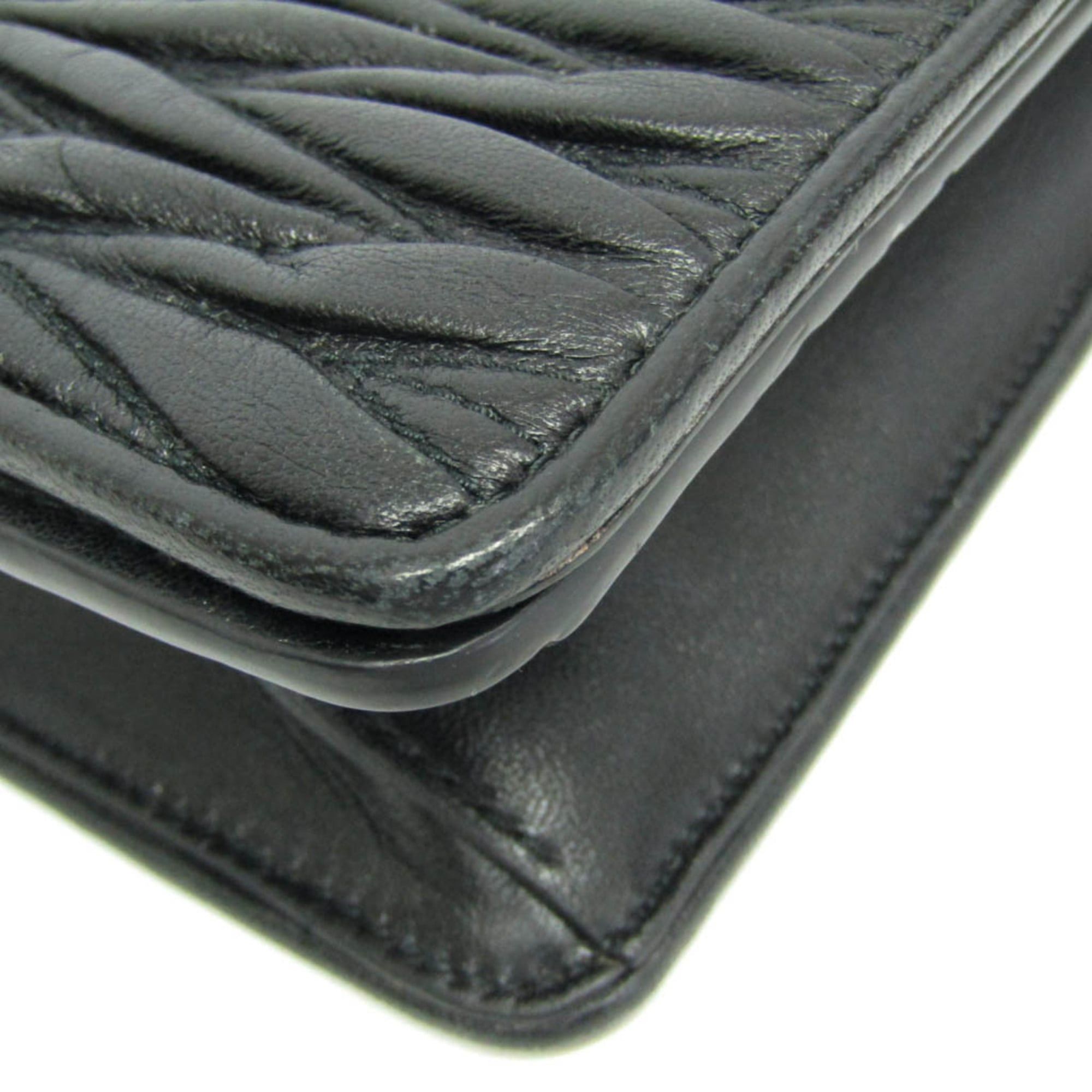 Miu Miu Miu Miu Matelasse Chain Shoulder Bag Women's Leather Clutch Bag,Shoulder Bag Black Size ONE SIZE - 7 Thumbnail