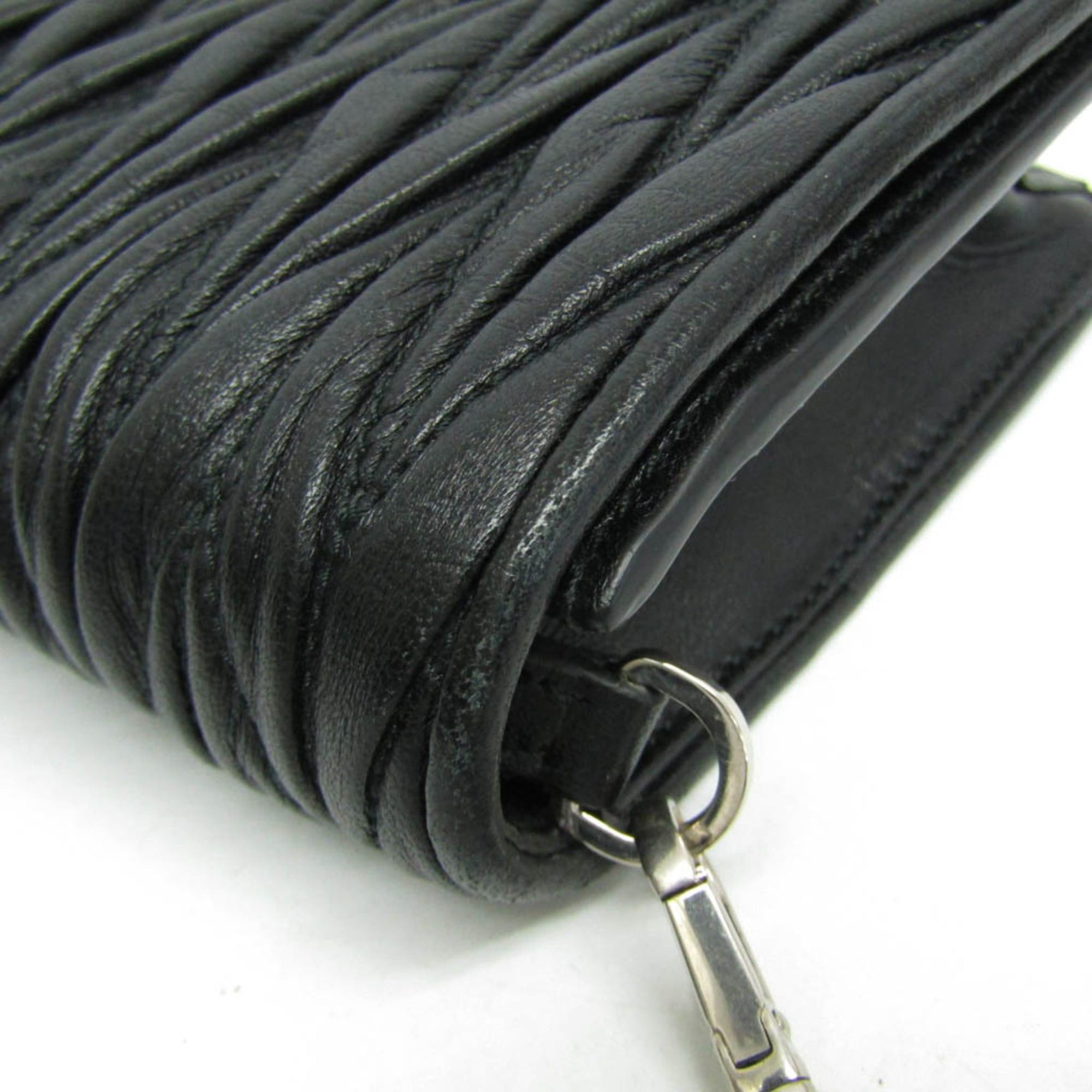 Miu Miu Miu Miu Matelasse Chain Shoulder Bag Women's Leather Clutch Bag,Shoulder Bag Black Size ONE SIZE - 8 Thumbnail