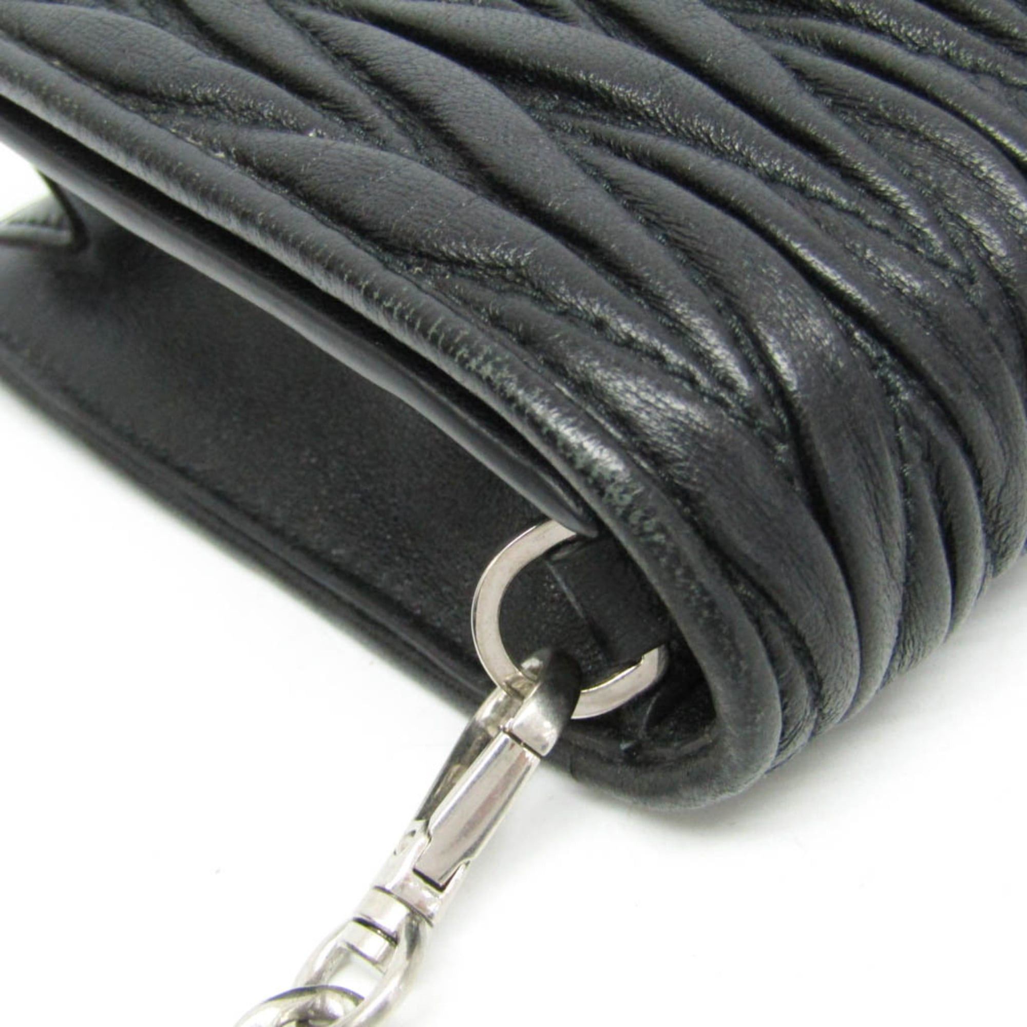 Miu Miu Miu Miu Matelasse Chain Shoulder Bag Women's Leather Clutch Bag,Shoulder Bag Black Size ONE SIZE - 9 Thumbnail