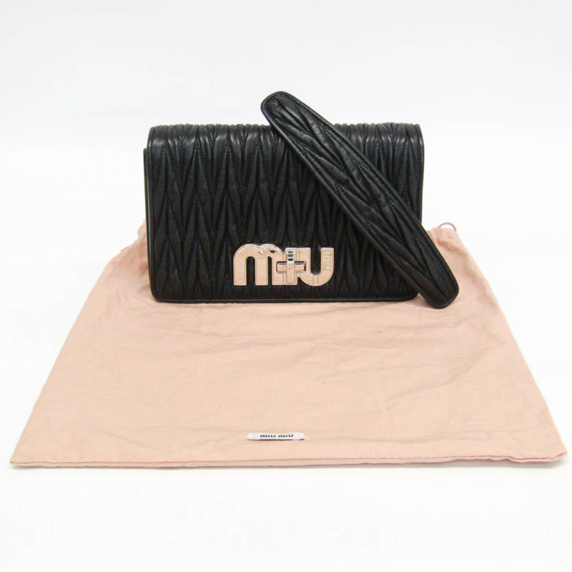 Miu Miu Miu Miu Matelasse Chain Shoulder Bag Women's Leather Clutch Bag,Shoulder Bag Black Size ONE SIZE - 2 Thumbnail