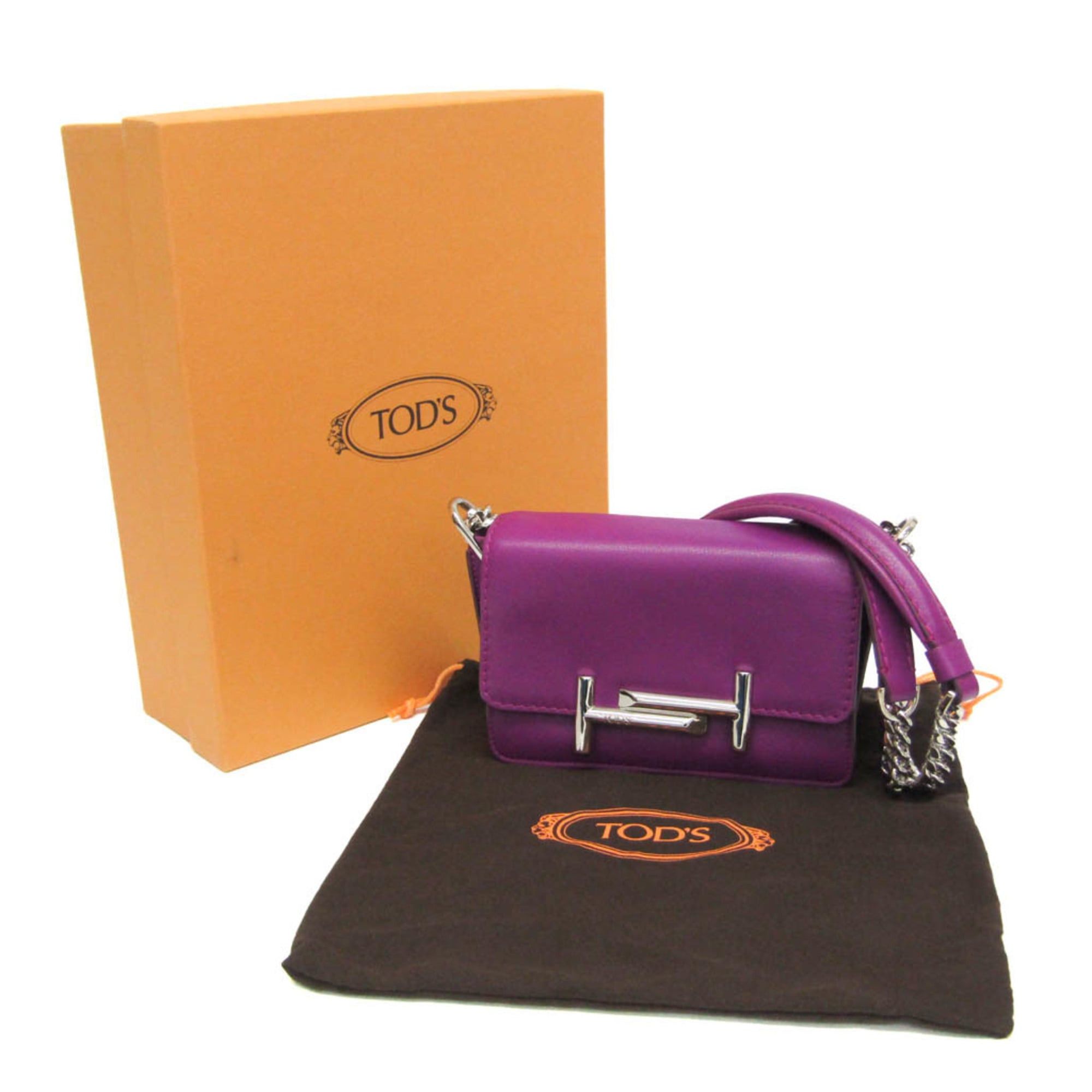 Tod's Tod's Double T Chain Shoulder Bag Women's Leather Shoulder Bag Purple Size ONE SIZE - 2 Thumbnail