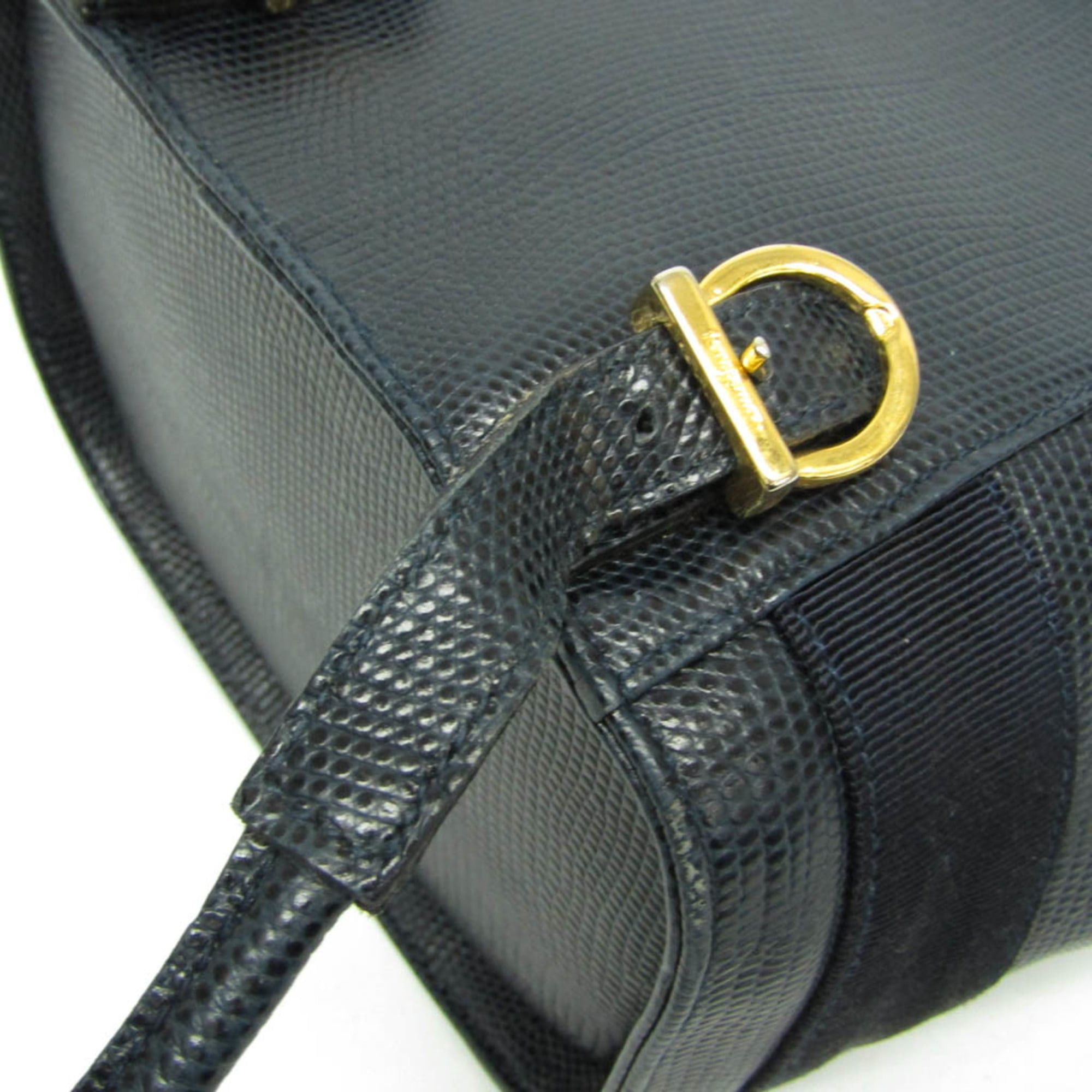 Salvatore Ferragamo Salvatore Ferragamo Vara AQ-215676 Women's Leather Backpack Navy Size ONE SIZE - 8 Thumbnail