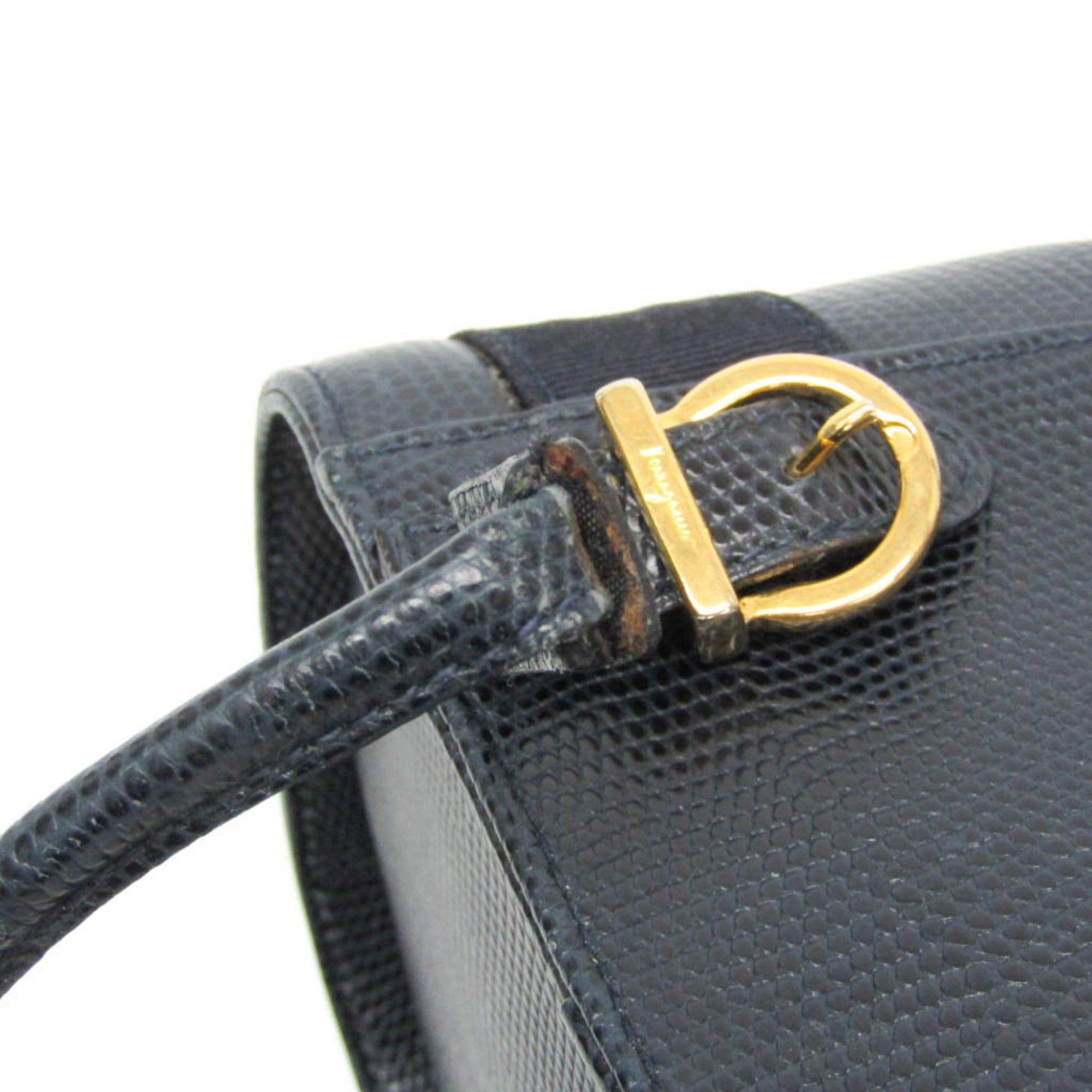 Salvatore Ferragamo Salvatore Ferragamo Vara AQ-215676 Women's Leather Backpack Navy Size ONE SIZE - 7 Thumbnail
