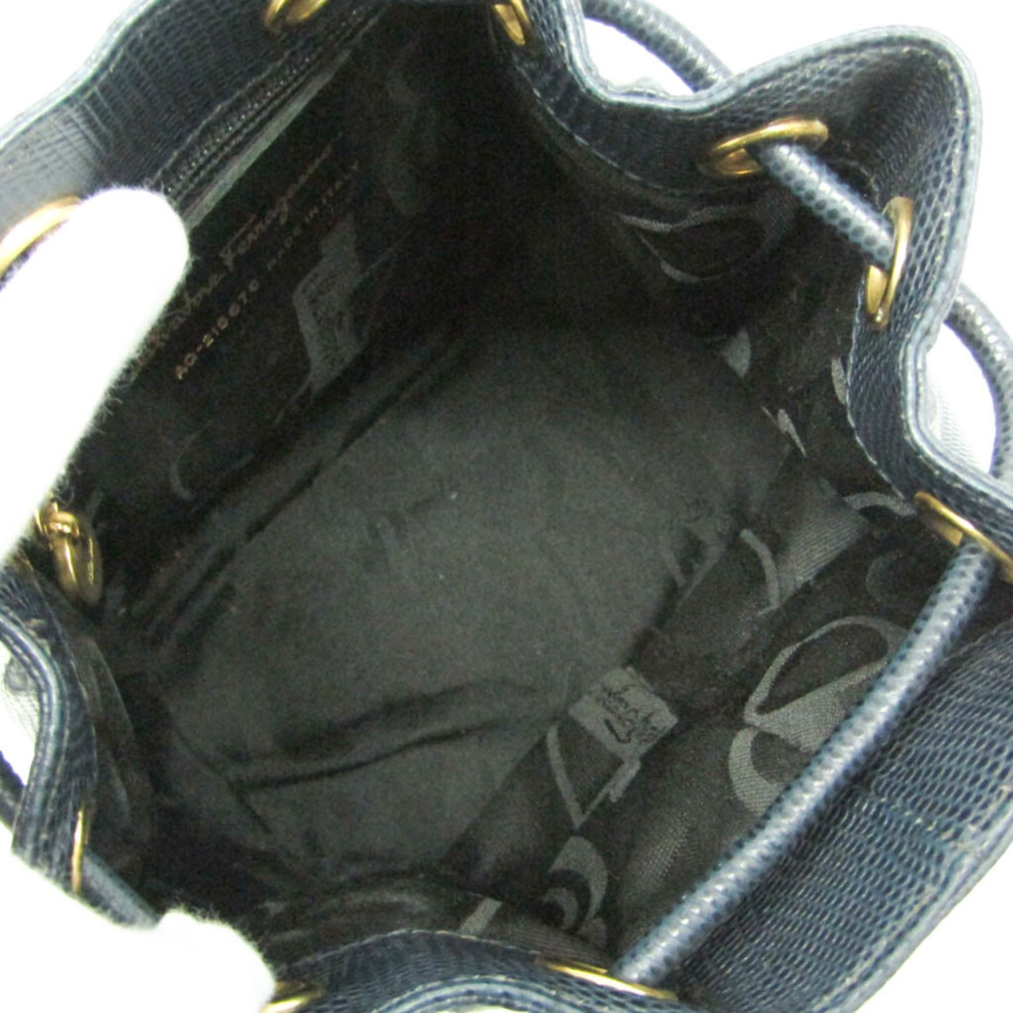 Salvatore Ferragamo Salvatore Ferragamo Vara AQ-215676 Women's Leather Backpack Navy Size ONE SIZE - 3 Thumbnail