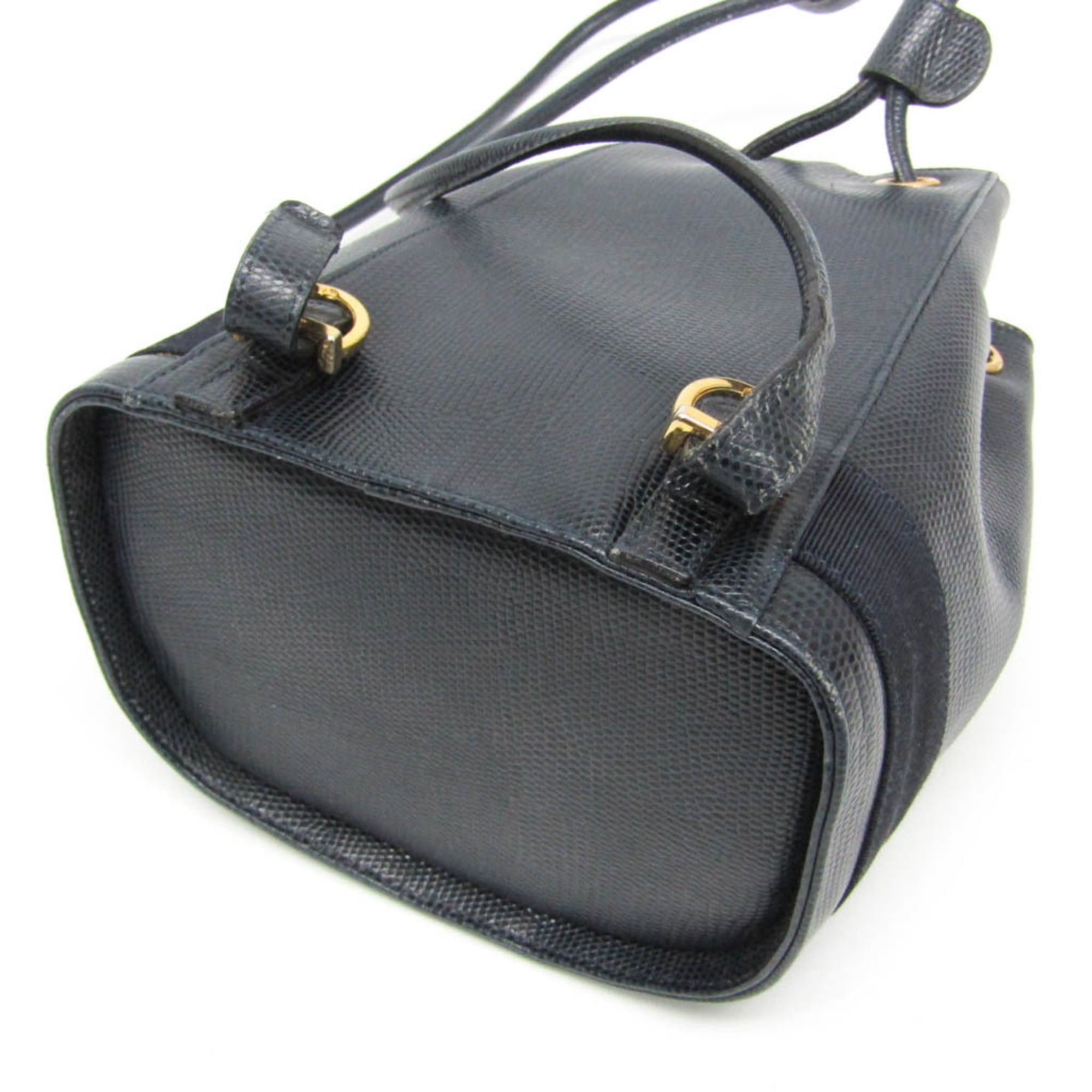 Salvatore Ferragamo Salvatore Ferragamo Vara AQ-215676 Women's Leather Backpack Navy Size ONE SIZE - 4 Thumbnail