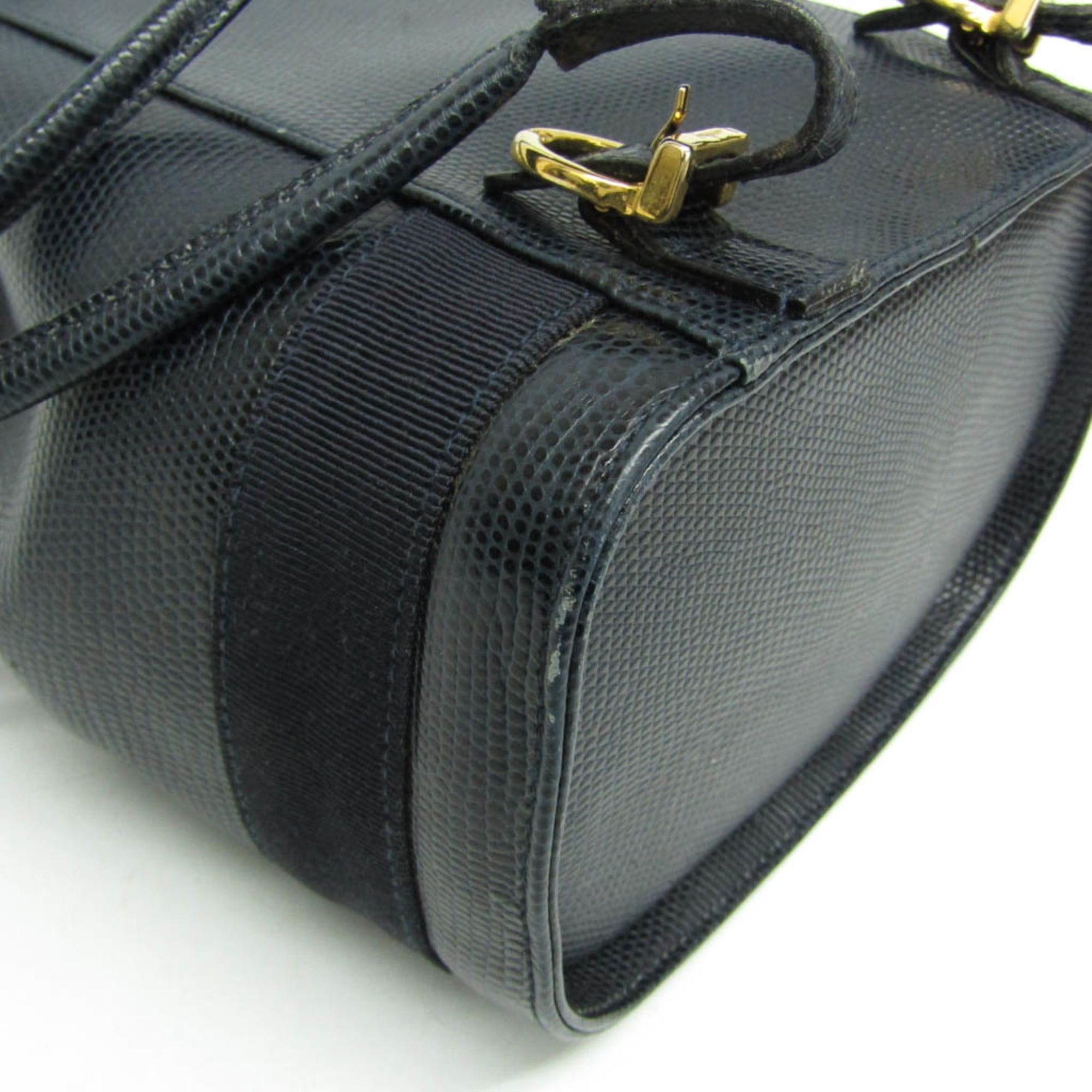 Salvatore Ferragamo Salvatore Ferragamo Vara AQ-215676 Women's Leather Backpack Navy Size ONE SIZE - 5 Thumbnail