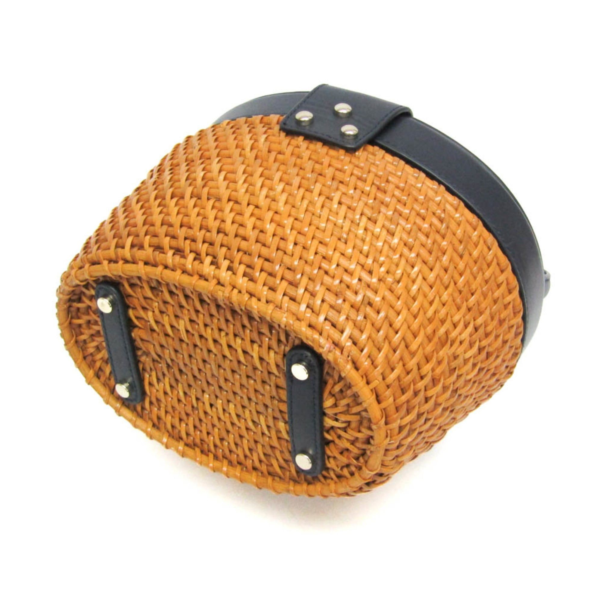 Kate Spade Kate Spade Basket Bag PXRUA290 Women's Rattan,Leather Handbag Light Brown,Navy Size ONE SIZE - 3 Thumbnail