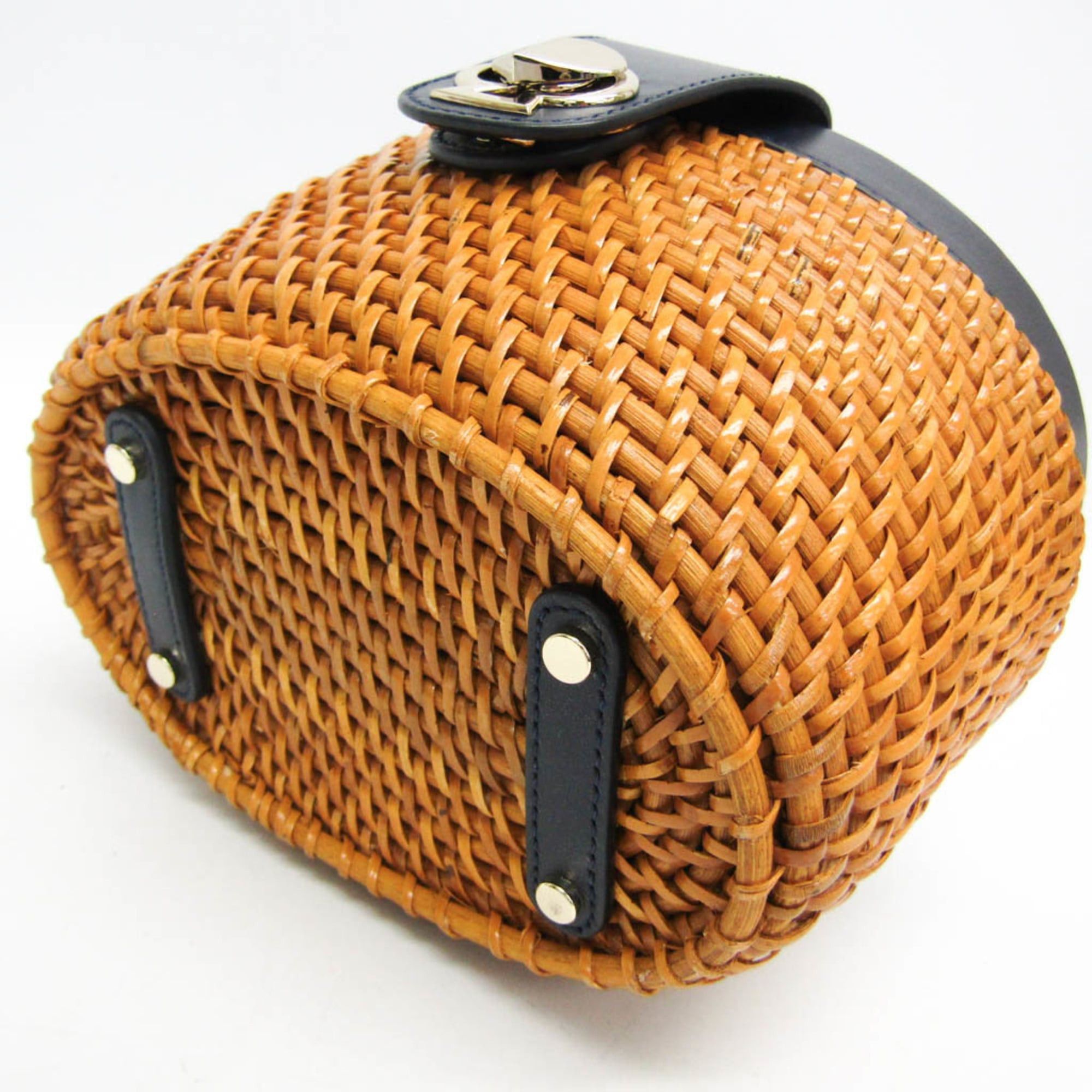 Kate Spade Kate Spade Basket Bag PXRUA290 Women's Rattan,Leather Handbag Light Brown,Navy Size ONE SIZE - 5 Thumbnail