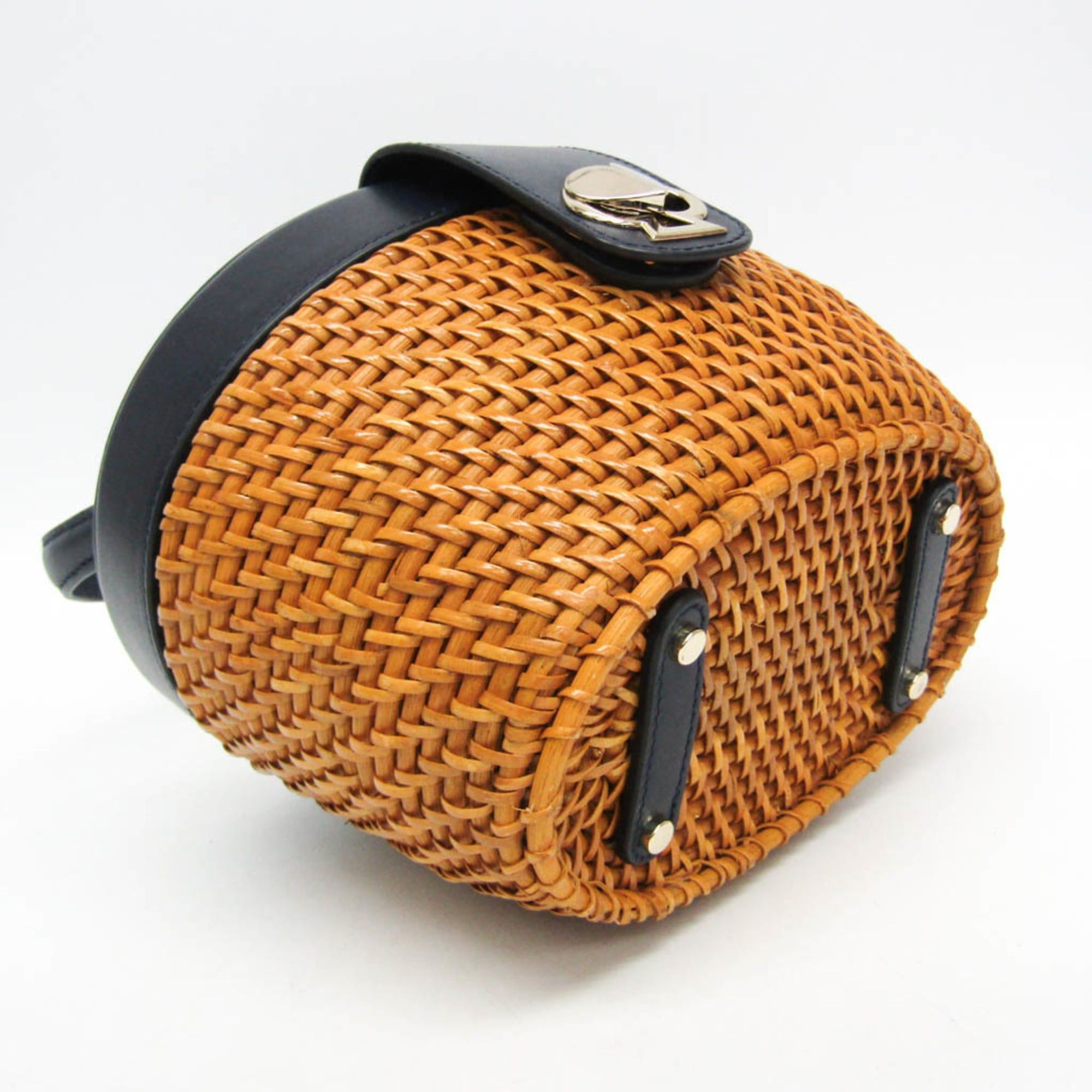 Kate Spade Kate Spade Basket Bag PXRUA290 Women's Rattan,Leather Handbag Light Brown,Navy Size ONE SIZE - 6 Thumbnail