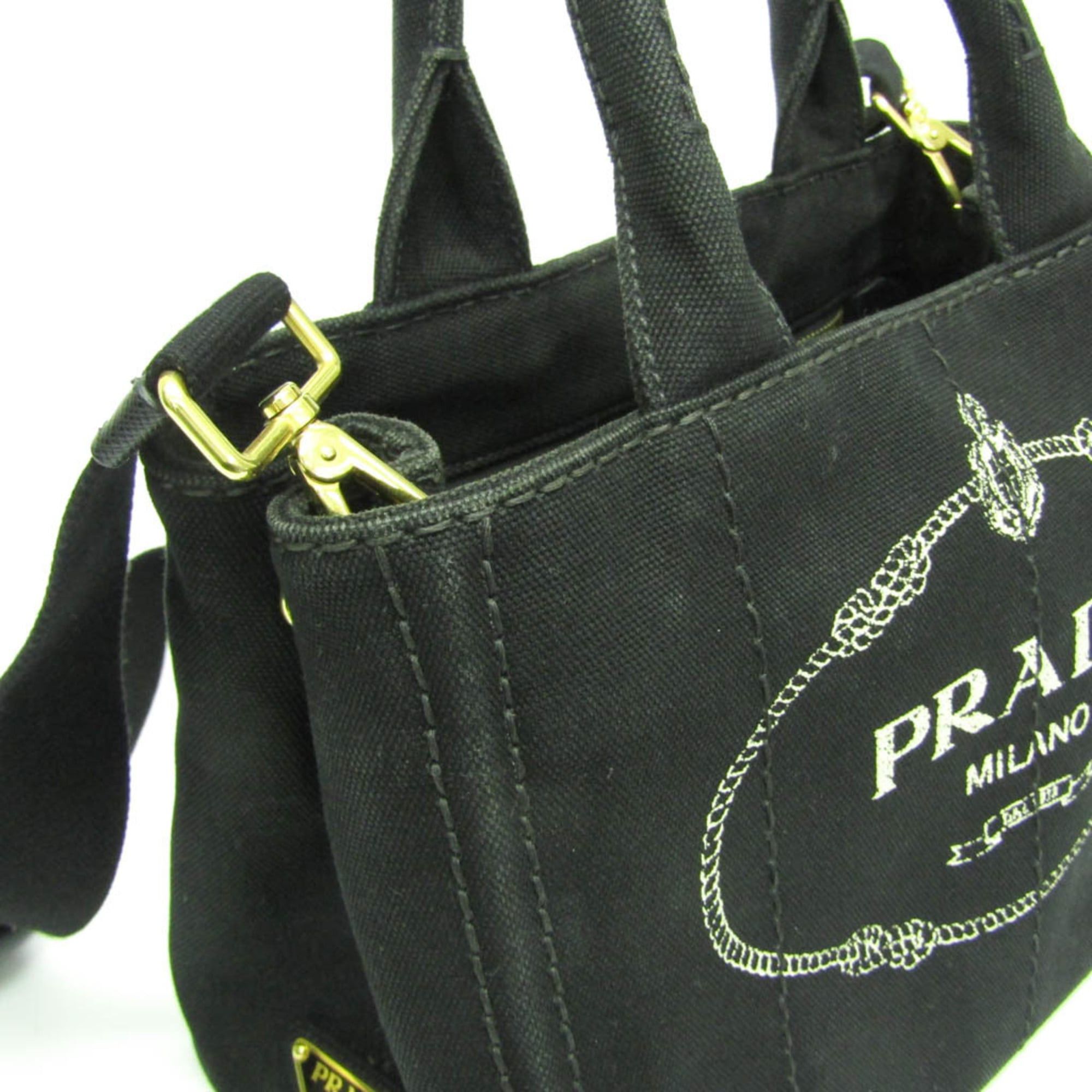 Prada Prada Canapa S Size 1BG439 Women's Canvas Shoulder Bag,Tote Bag Black Size ONE SIZE - 7 Thumbnail
