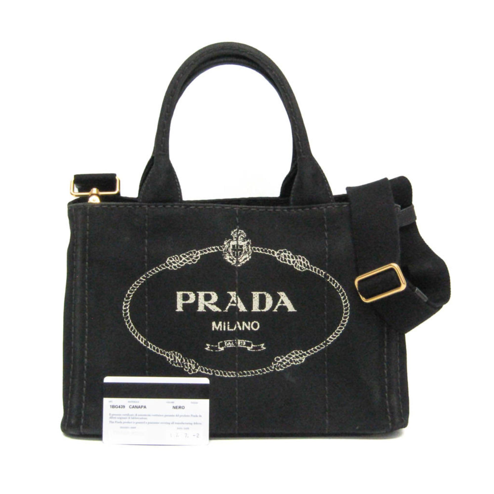Prada Prada Canapa S Size 1BG439 Women's Canvas Shoulder Bag,Tote Bag Black Size ONE SIZE - 2 Thumbnail
