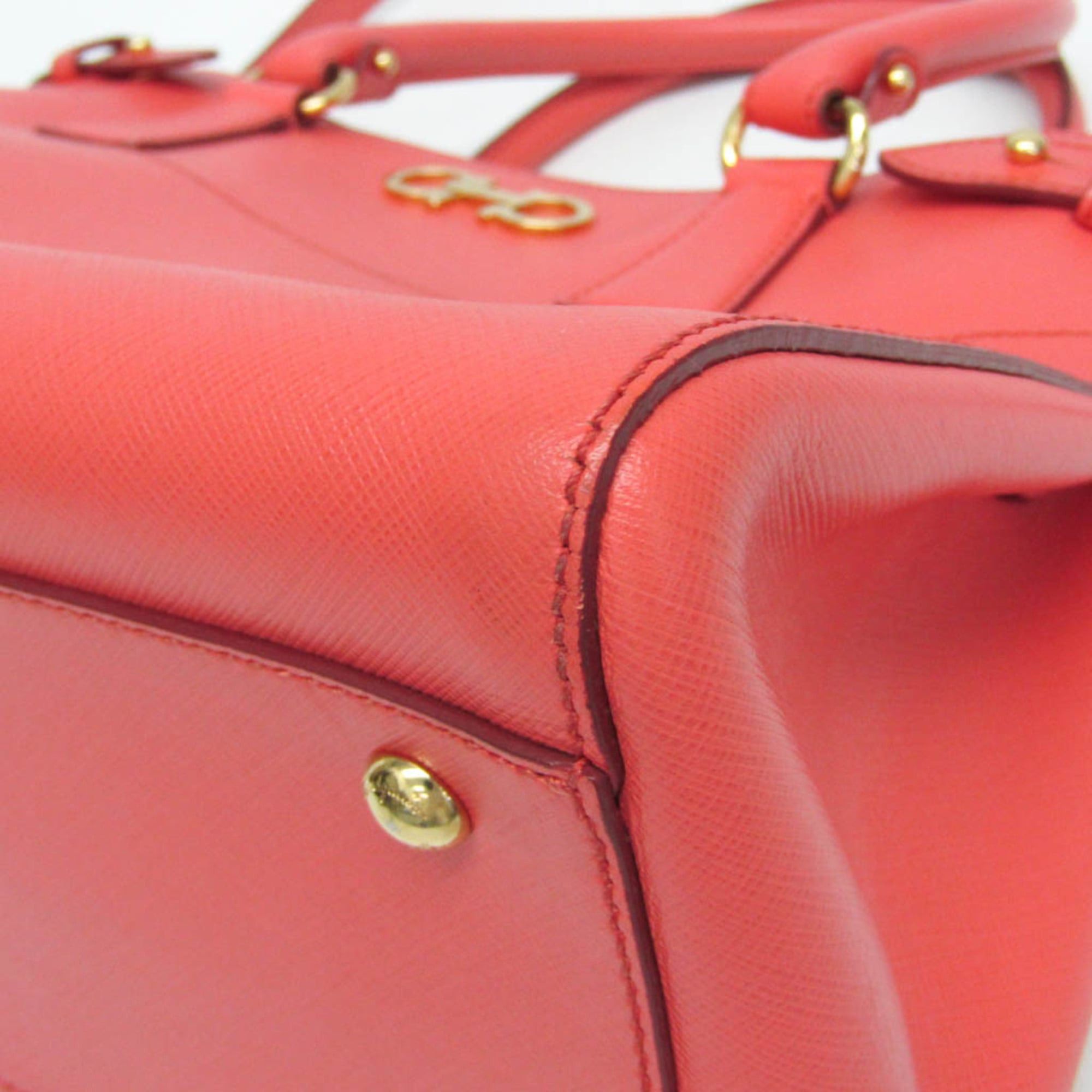 Salvatore Ferragamo Salvatore Ferragamo Gancini GG-21 D940 Women's Leather Handbag,Shoulder Bag Salmon Pink Size ONE SIZE - 7 Thumbnail