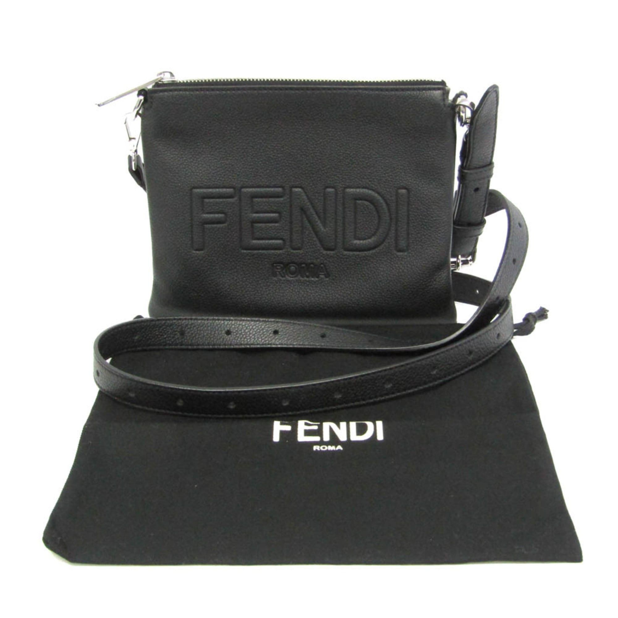 Fendi Fendi 7N0146 Women,Men Leather Shoulder Bag Black Size ONE SIZE - 2 Thumbnail