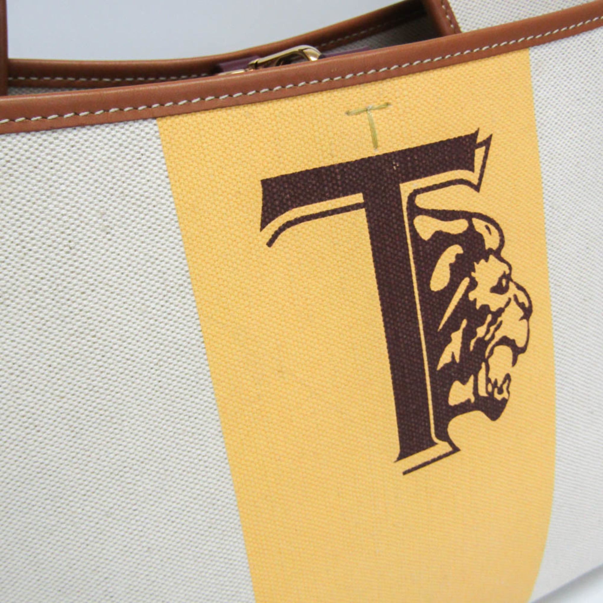 Tod's Tod's Women's Canvas,Leather Tote Bag Light Beige,Yellow Size ONE SIZE - 6 Thumbnail