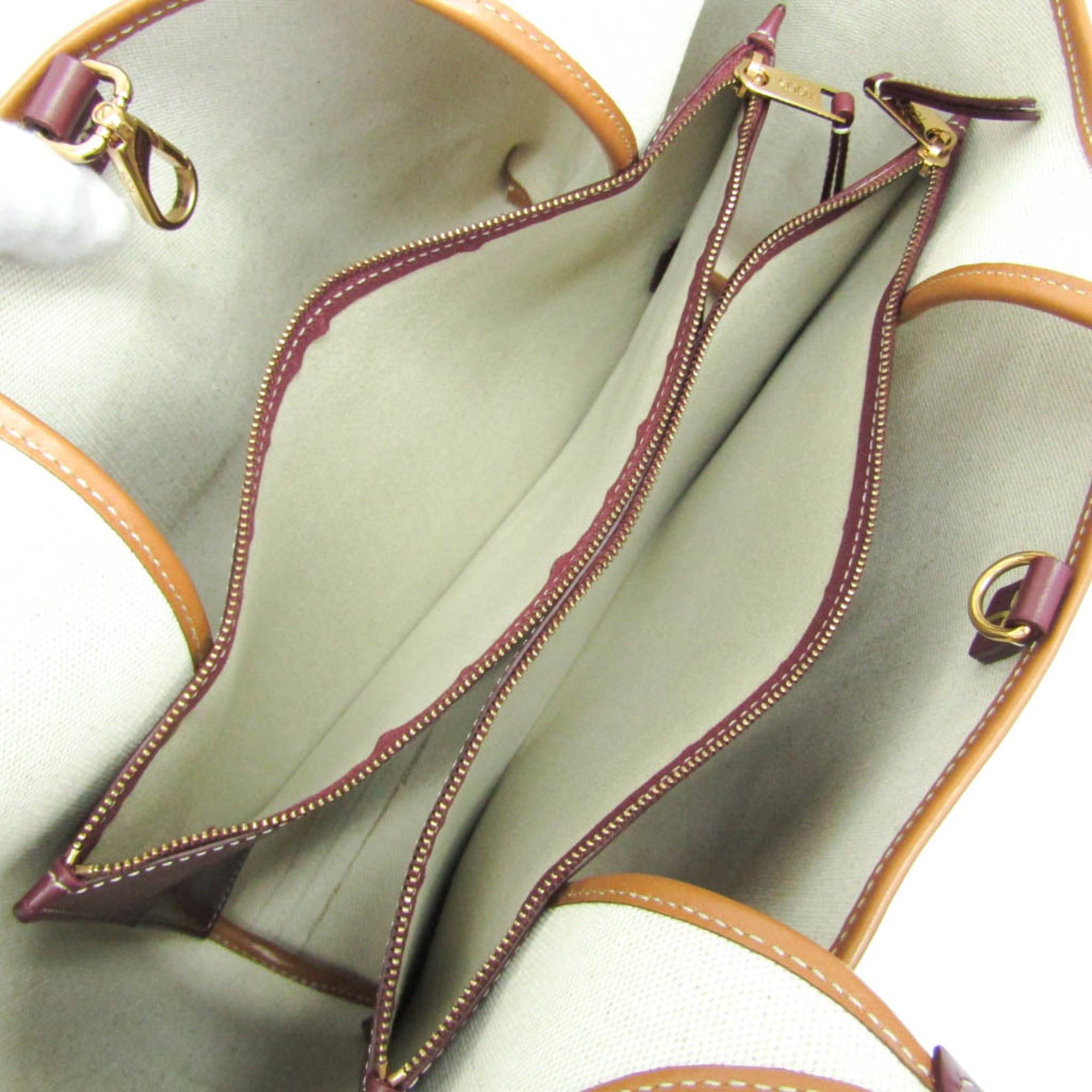 Tod's Tod's Women's Canvas,Leather Tote Bag Light Beige,Yellow Size ONE SIZE - 4 Thumbnail