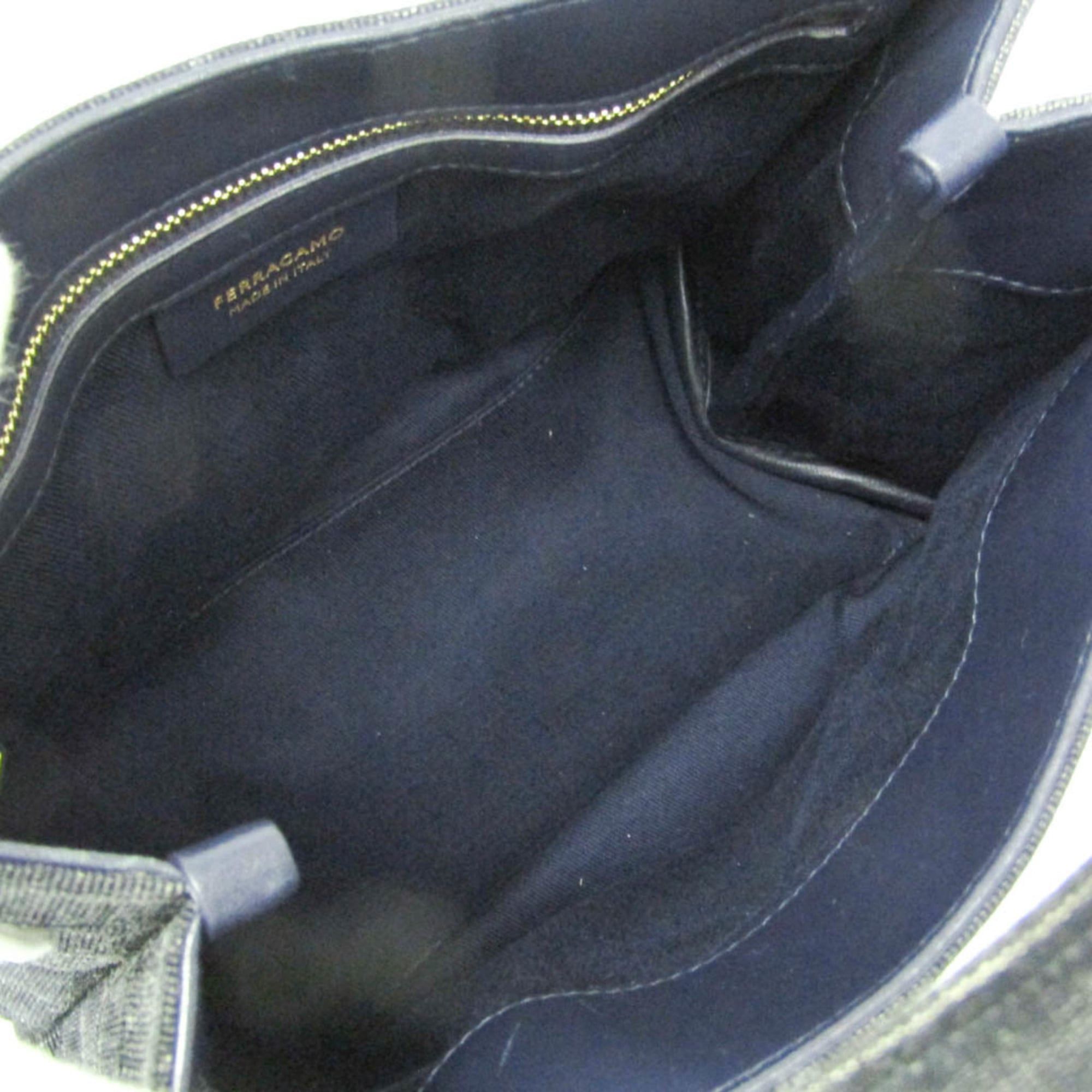 Salvatore Ferragamo Salvatore Ferragamo Beachwear Gloss 214988 Women's Fabric Handbag,Tote Bag Dark Navy Size ONE SIZE - 3 Thumbnail