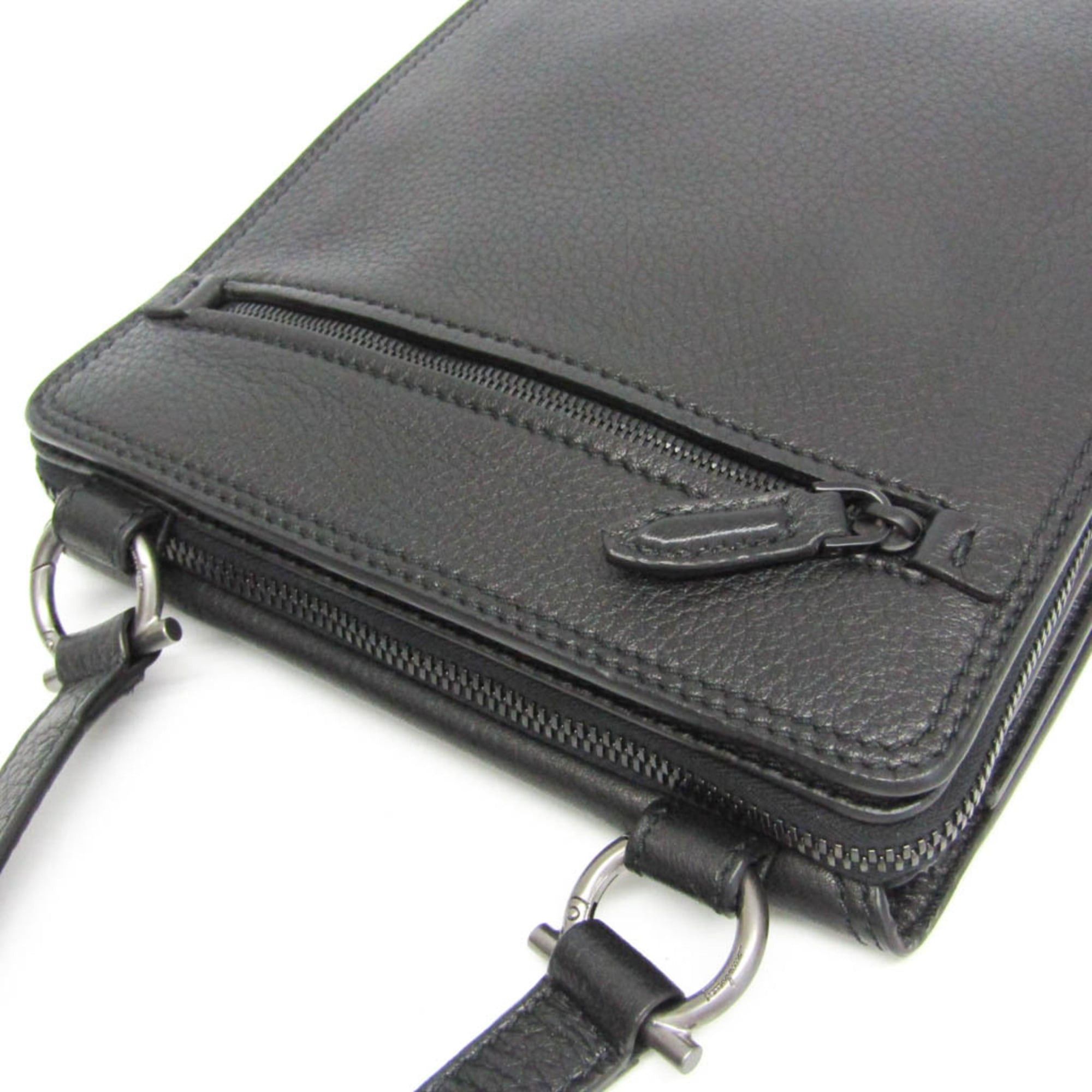 Salvatore Ferragamo Salvatore Ferragamo Bi-fold Storage Bag FZ-24 A392 Men,Women Leather,Nylon Shoulder Bag,Tote Bag Black Size ONE SIZE - 9 Thumbnail