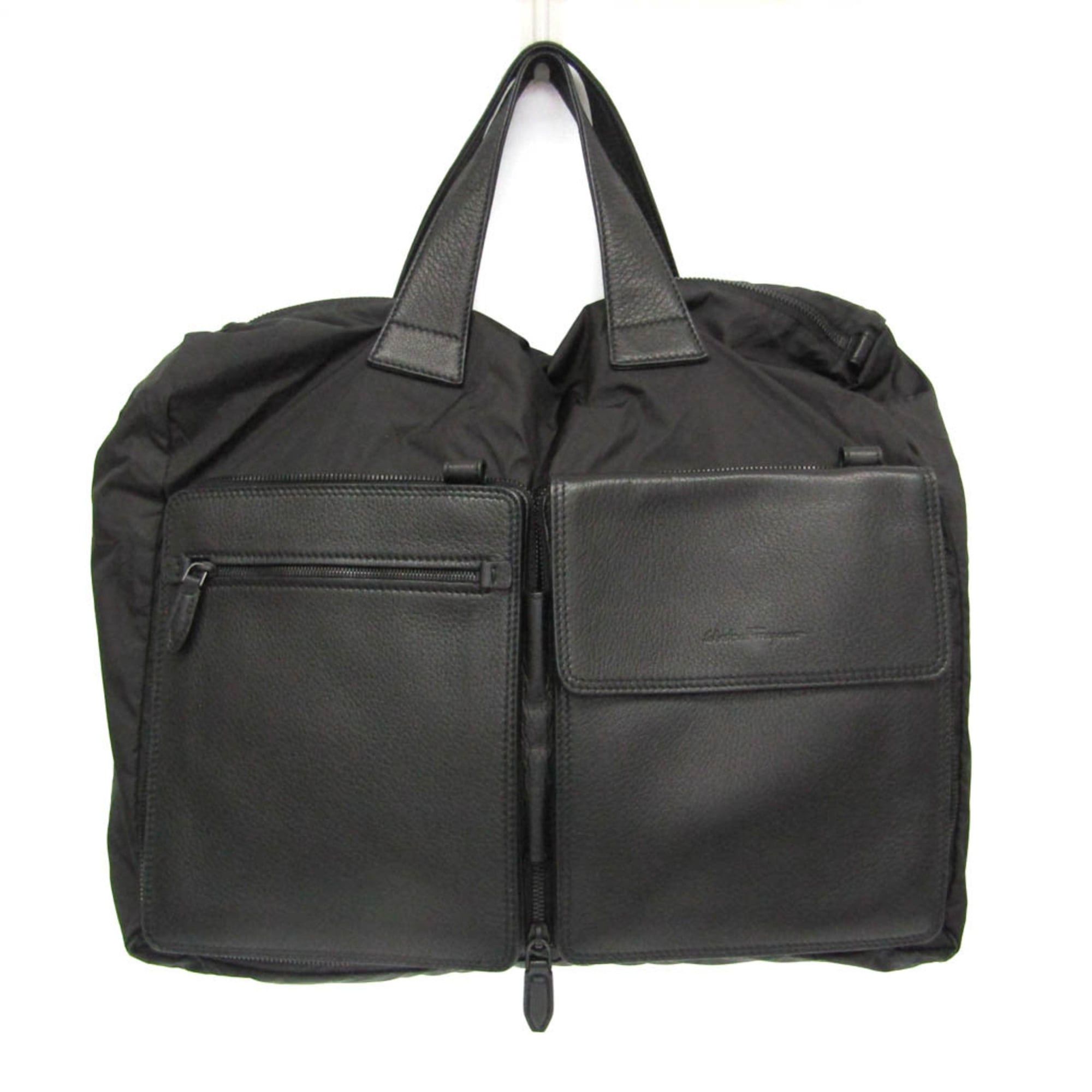 Salvatore Ferragamo Salvatore Ferragamo Bi-fold Storage Bag FZ-24 A392 Men,Women Leather,Nylon Shoulder Bag,Tote Bag Black Size ONE SIZE - 2 Thumbnail