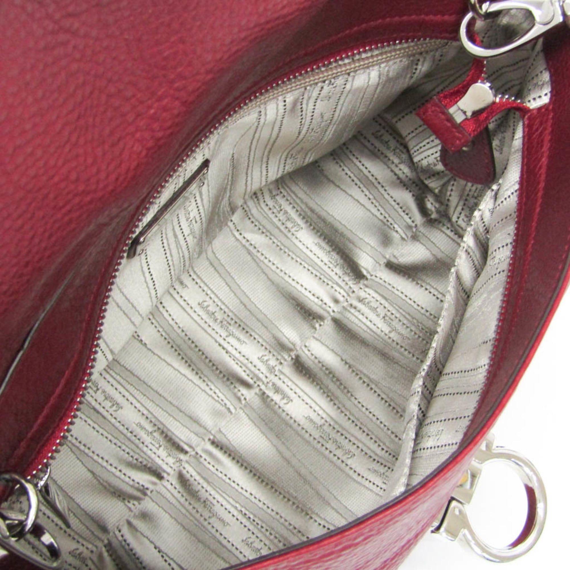 Salvatore Ferragamo Salvatore Ferragamo Gancini Medium Sophia BW-21 A896 Women's Leather Handbag,Shoulder Bag Red Color Size ONE SIZE - 3 Thumbnail