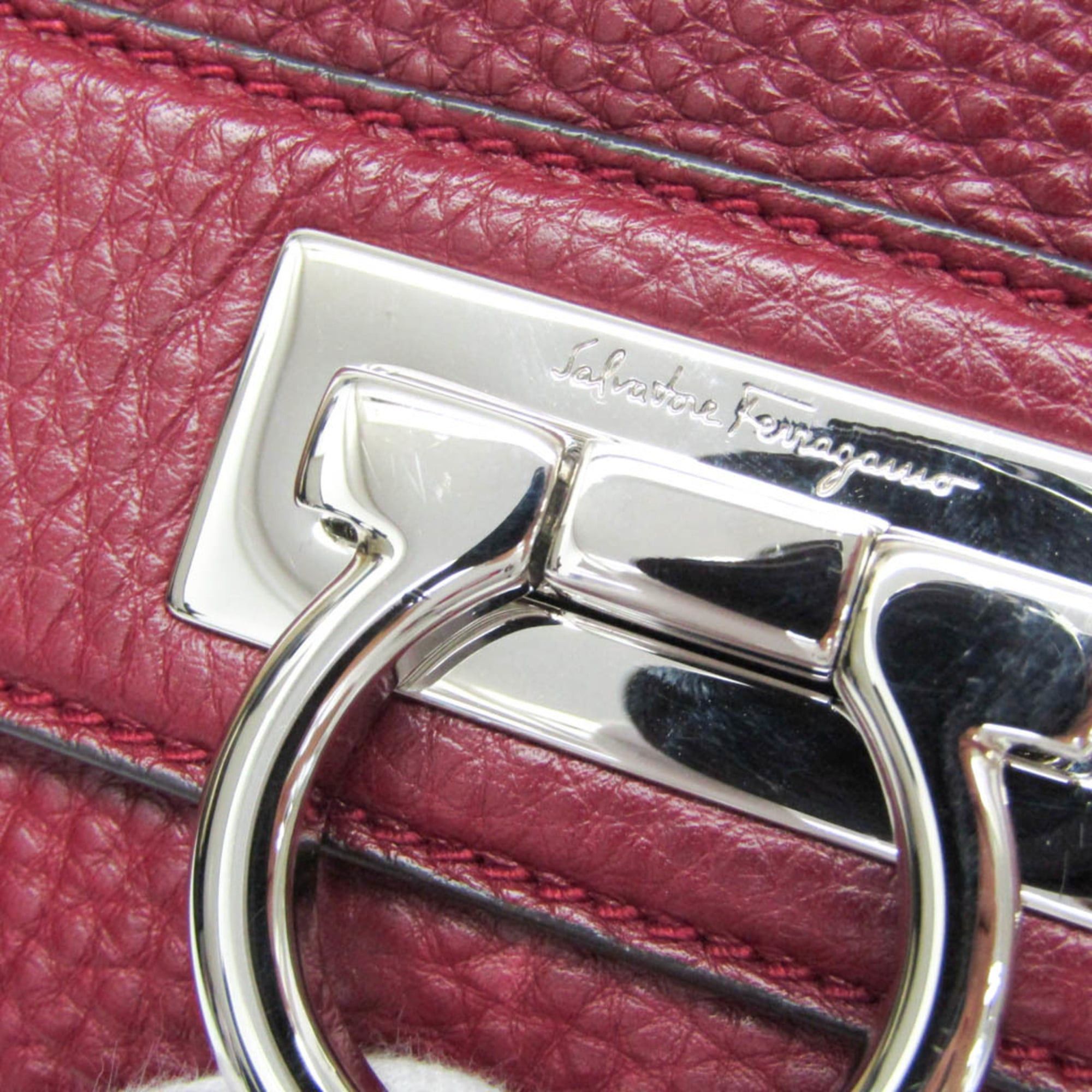 Salvatore Ferragamo Salvatore Ferragamo Gancini Medium Sophia BW-21 A896 Women's Leather Handbag,Shoulder Bag Red Color Size ONE SIZE - 10 Thumbnail