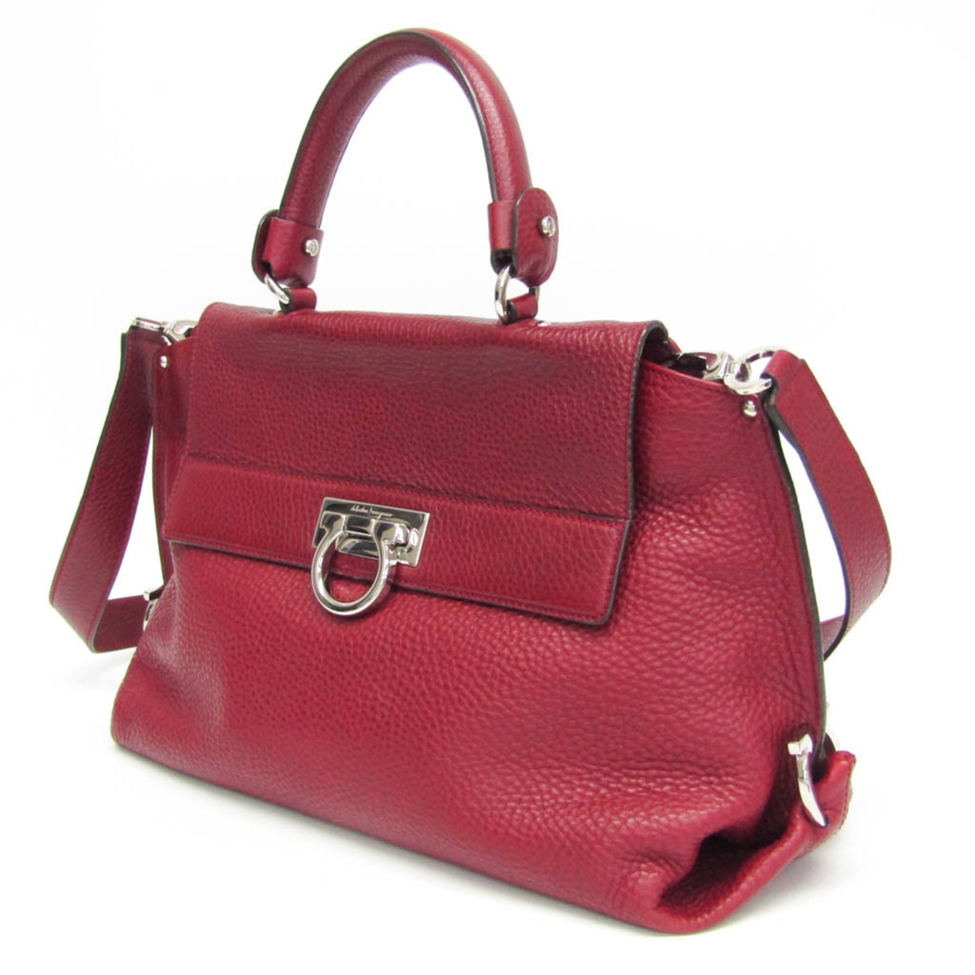 Salvatore Ferragamo Salvatore Ferragamo Gancini Medium Sophia BW-21 A896 Women's Leather Handbag,Shoulder Bag Red Color Size ONE SIZE - 13 Thumbnail