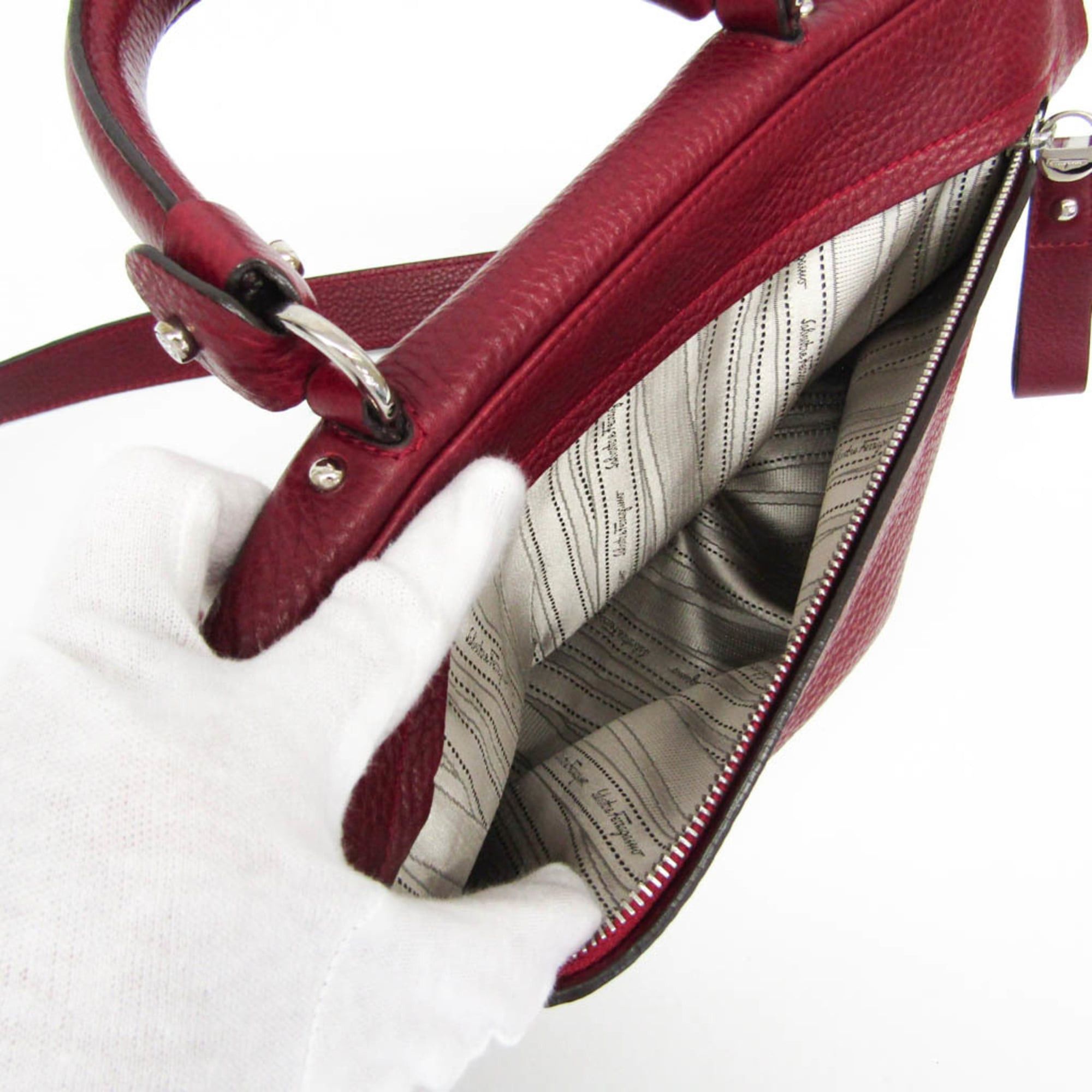 Salvatore Ferragamo Salvatore Ferragamo Gancini Medium Sophia BW-21 A896 Women's Leather Handbag,Shoulder Bag Red Color Size ONE SIZE - 14 Thumbnail