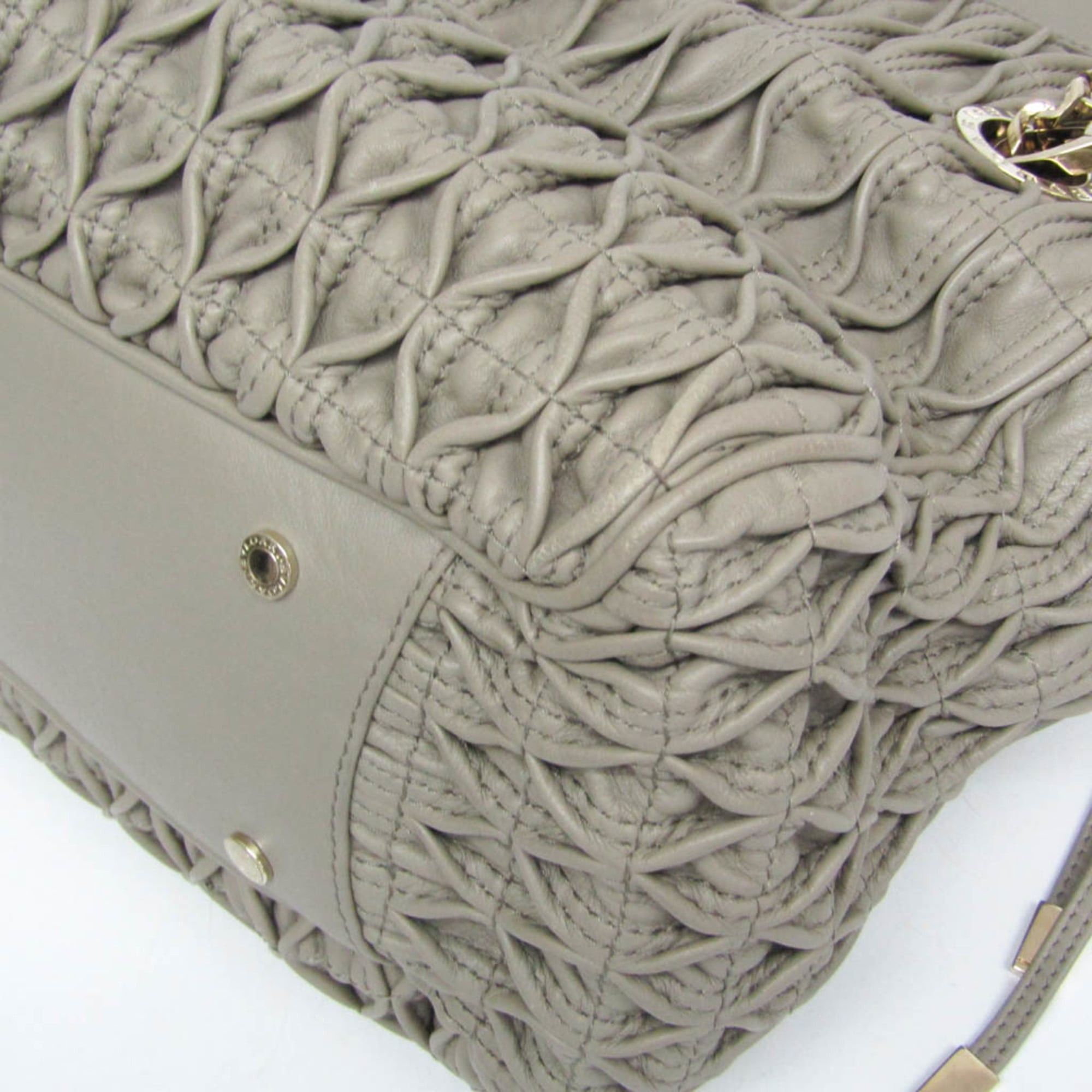 Bvlgari Bvlgari Monete Women's Leather Shoulder Bag,Tote Bag Gray Size ONE SIZE - 7 Thumbnail