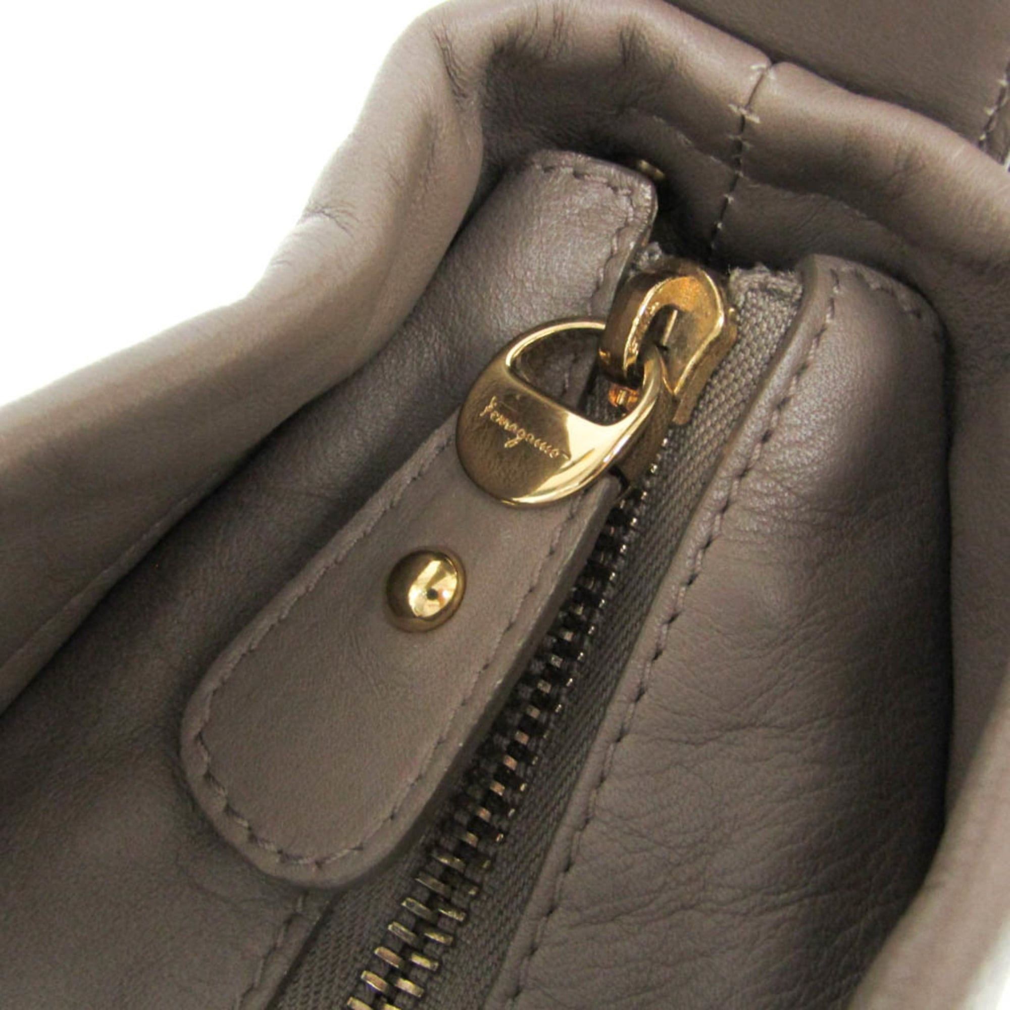Salvatore Ferragamo Salvatore Ferragamo AU-21 D443 Women's Leather Shoulder Bag Gray Size ONE SIZE - 13 Thumbnail