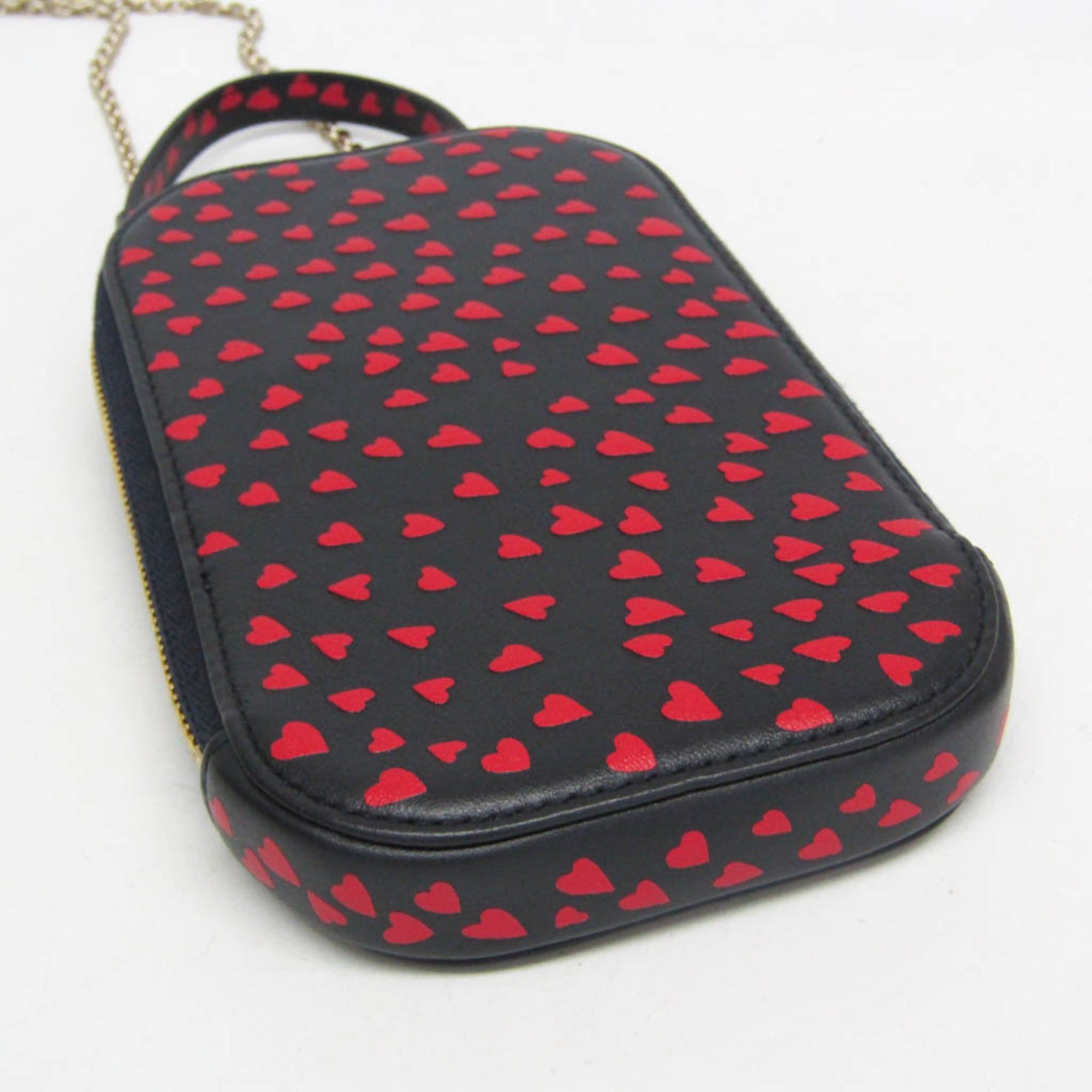 Dior Christian Dior Lady Dior Phone Holder Women's Leather Pouch,Shoulder Bag Dark Navy,Red Color Size ONE SIZE - 5 Thumbnail