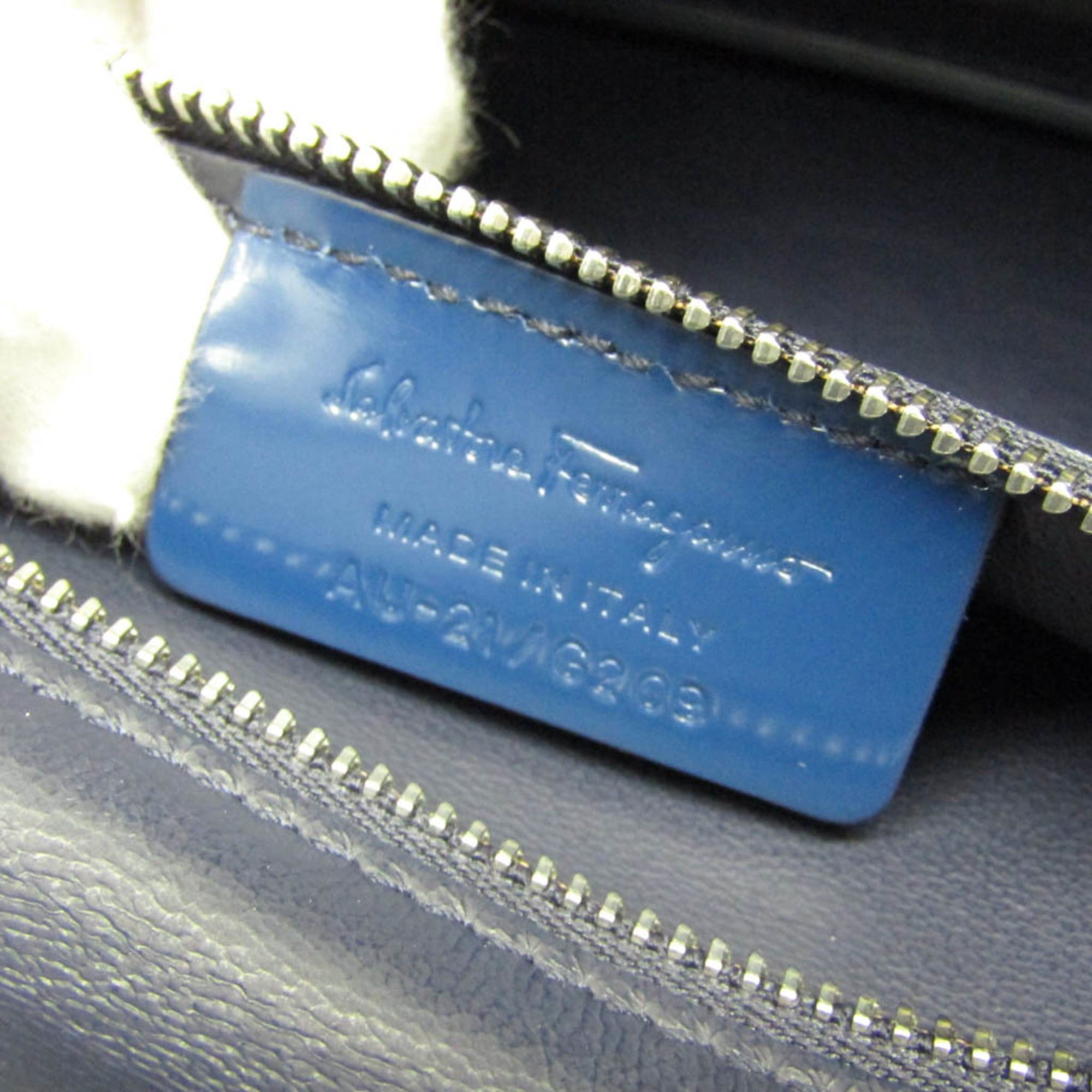 Salvatore Ferragamo Salvatore Ferragamo Vara GINNY AU-21 G209 Women's Leather Shoulder Bag Blue Size ONE SIZE - 14 Thumbnail