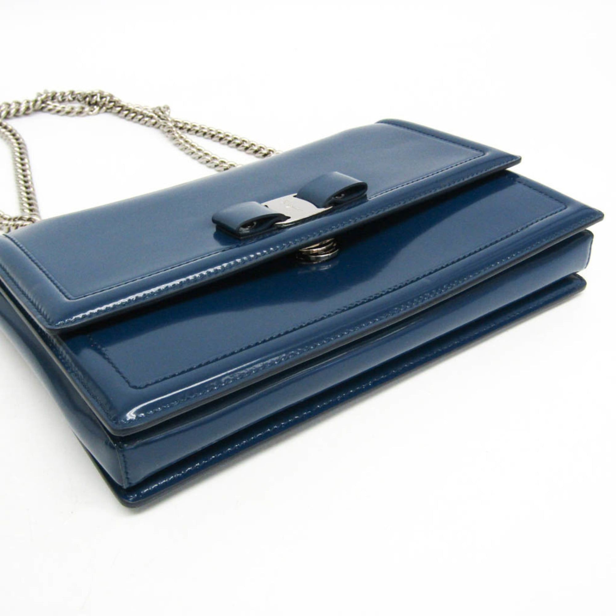 Salvatore Ferragamo Salvatore Ferragamo Vara GINNY AU-21 G209 Women's Leather Shoulder Bag Blue Size ONE SIZE - 6 Thumbnail