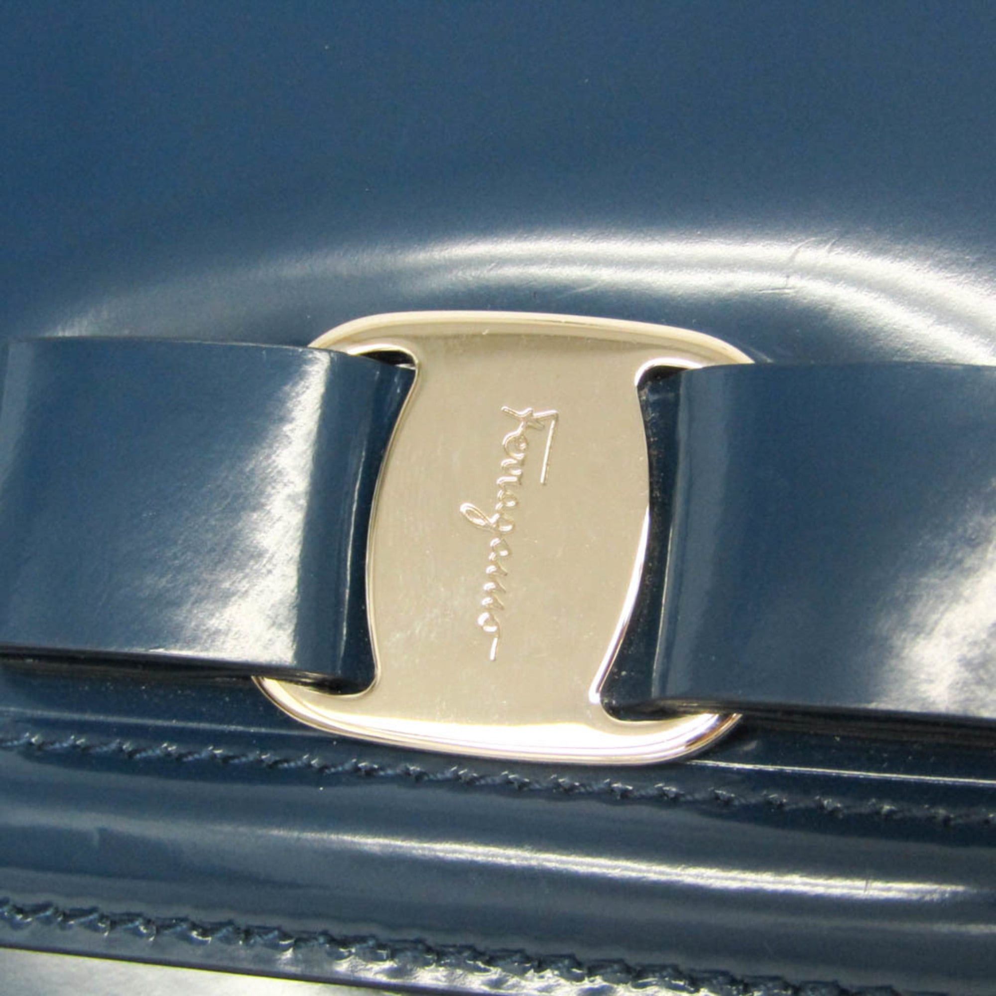 Salvatore Ferragamo Salvatore Ferragamo Vara GINNY AU-21 G209 Women's Leather Shoulder Bag Blue Size ONE SIZE - 8 Thumbnail